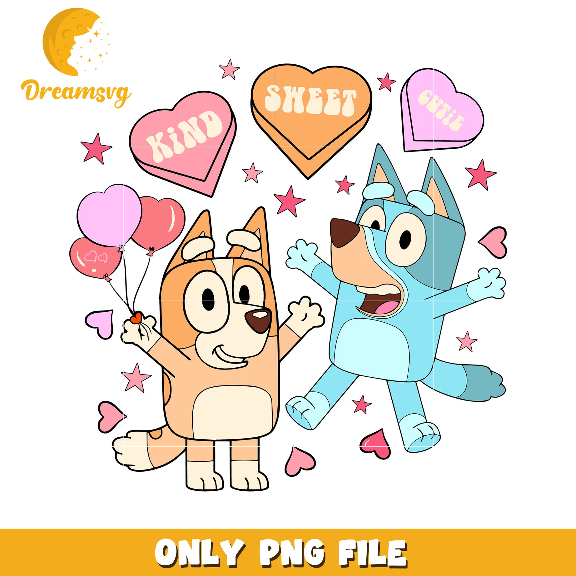 Bluey Bingo Valentines PNG