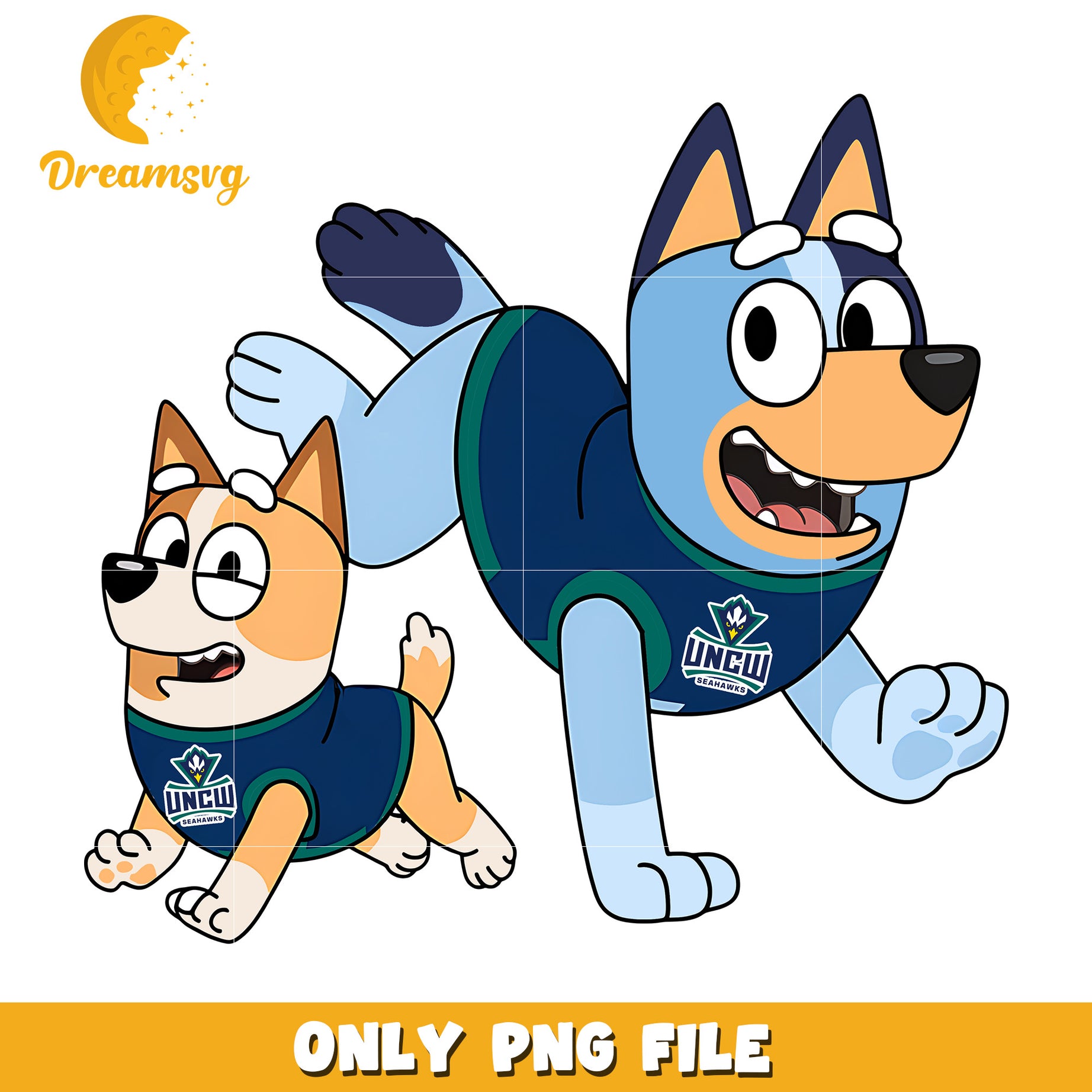 Bluey Bingo cute character png, NC Wilmington Seahawks png, ncaa png