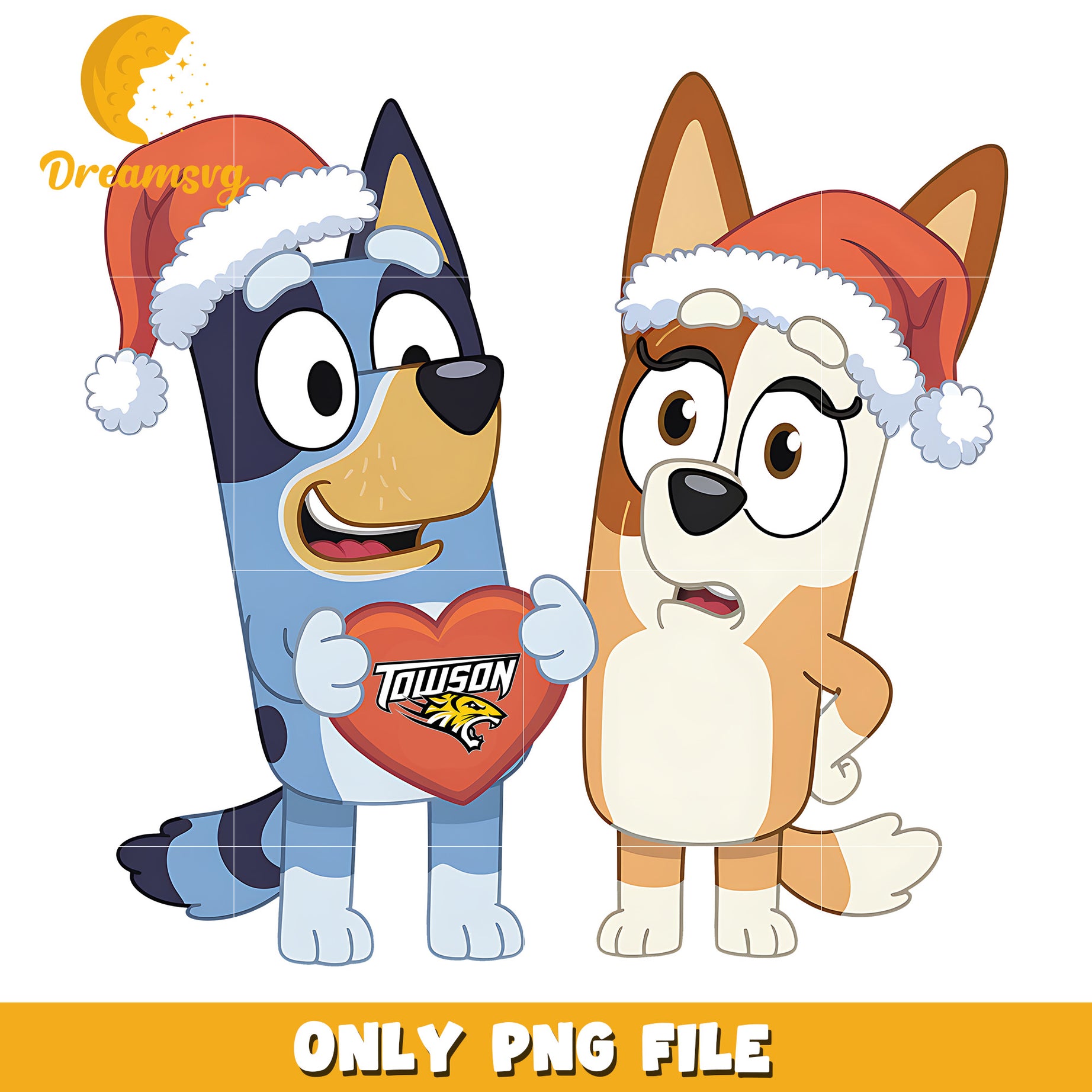 Bluey Bingo heart logo ncaa png, Towson Tigers png, ncaa png