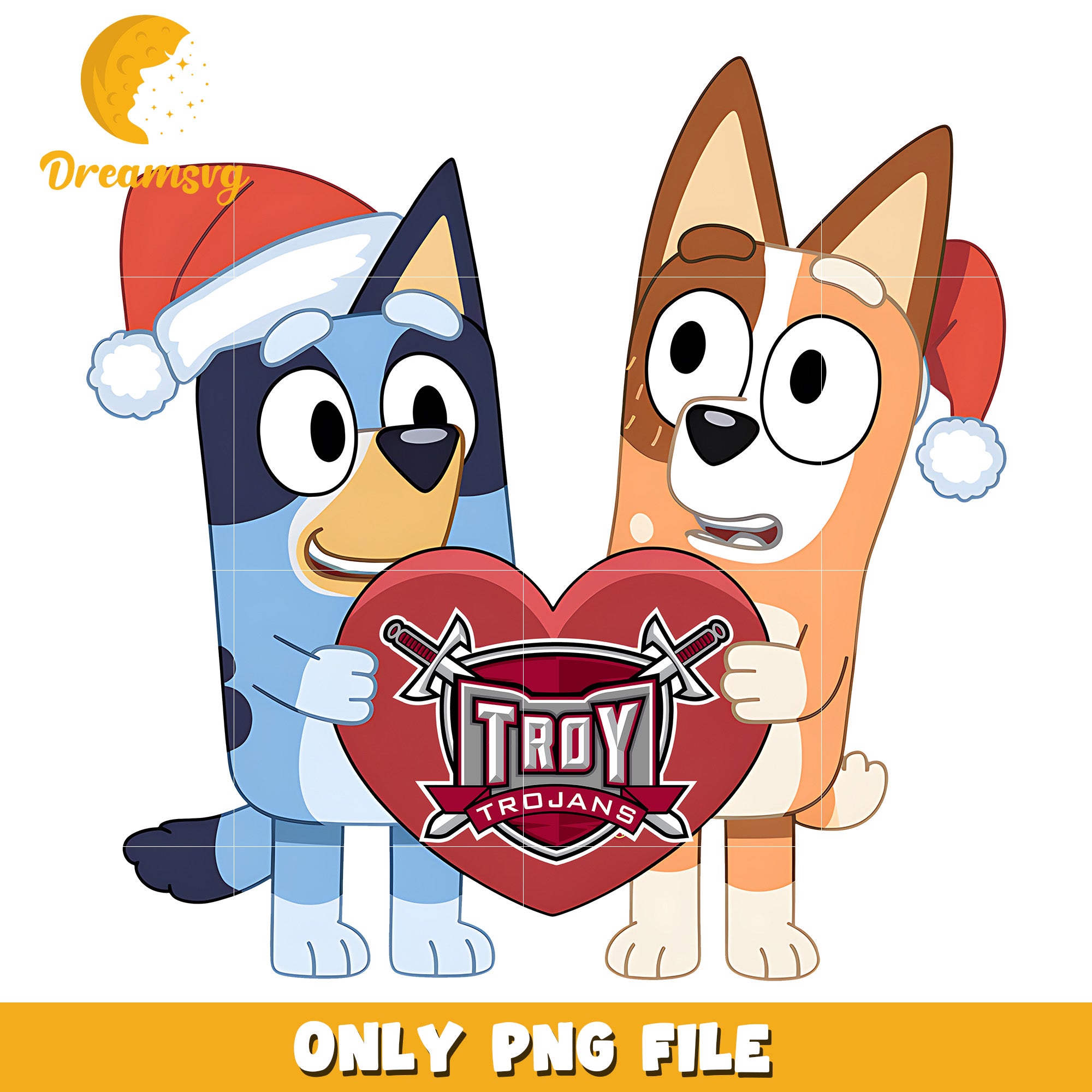 Bluey Bingo heart logo ncaa png, Troy Trojans png, ncaa png