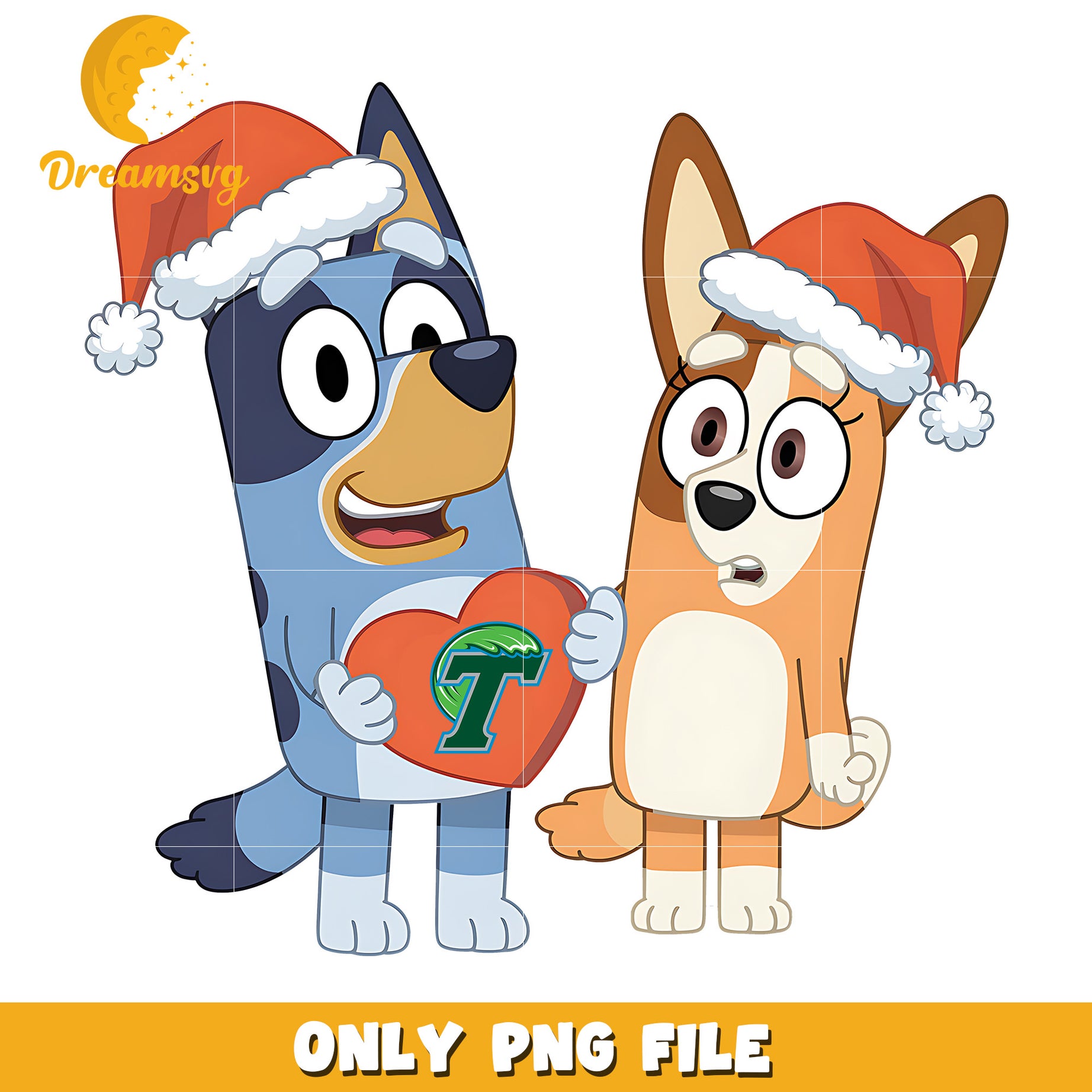 Bluey Bingo heart logo ncaa png, Tulane Green Wave png, ncaa png