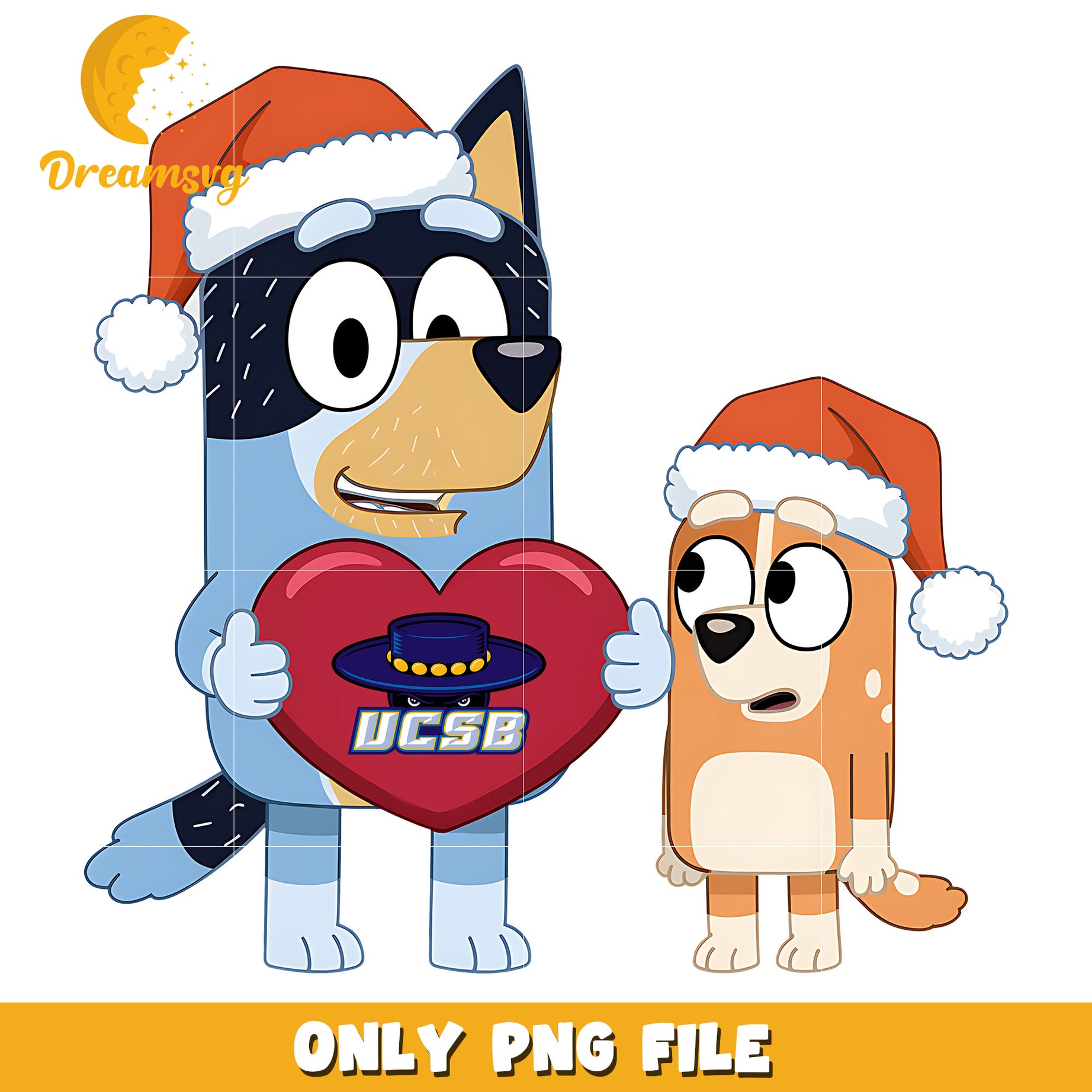 Bluey Bingo heart logo ncaa png, UCSB Gauchos png, ncaa png