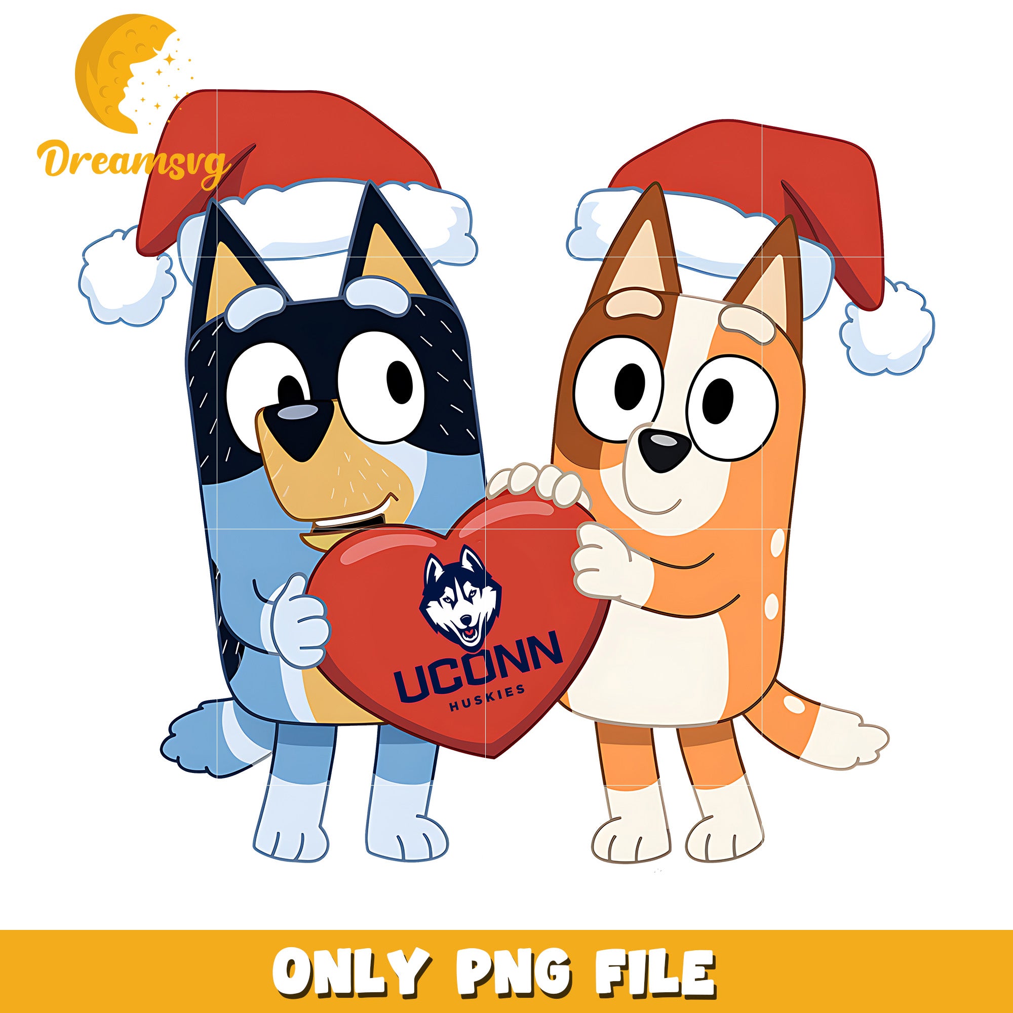 Bluey Bingo heart logo ncaa png, UConn Huskies png, ncaa png