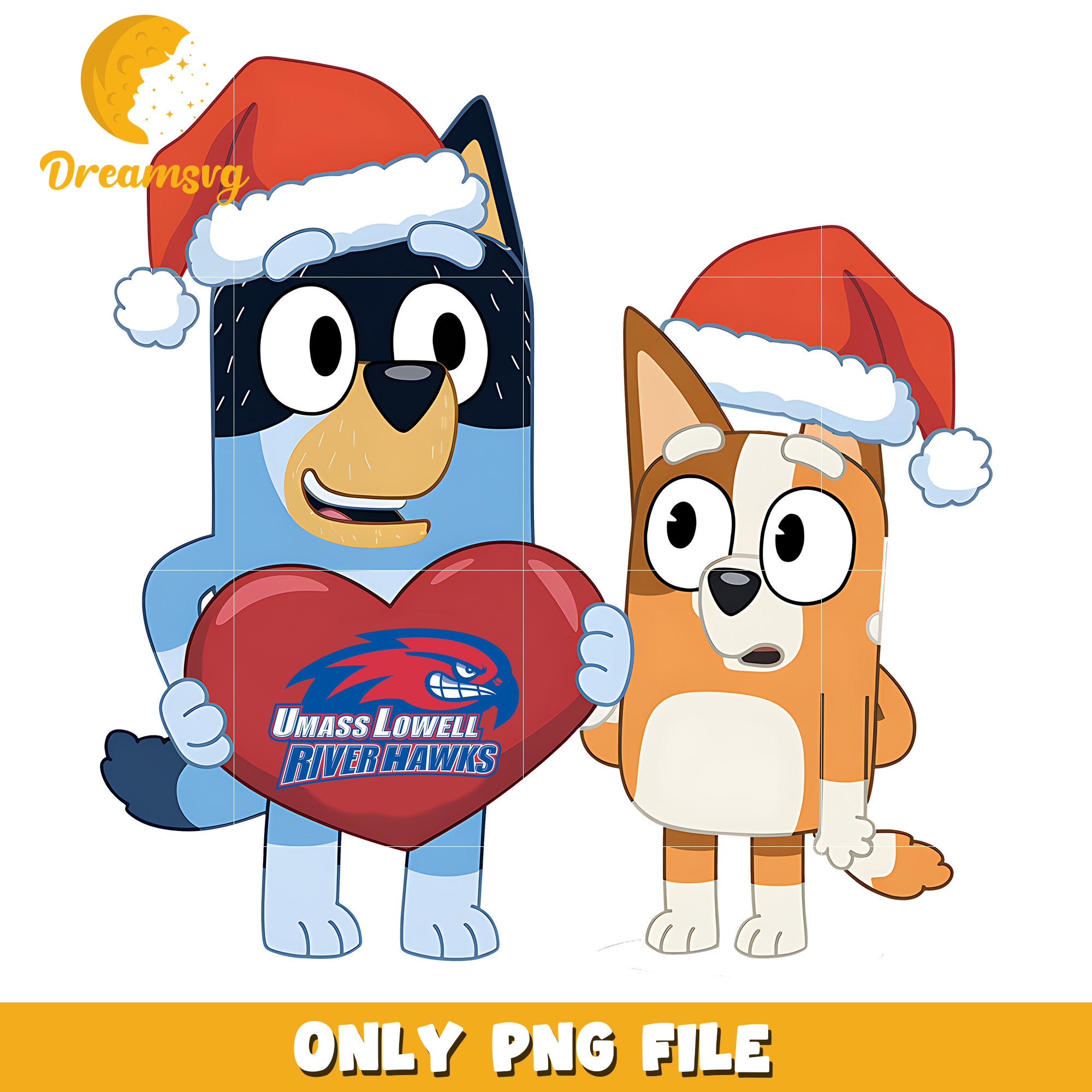 Bluey Bingo heart logo ncaa png, UMass Lowell River Hawks png, ncaa png