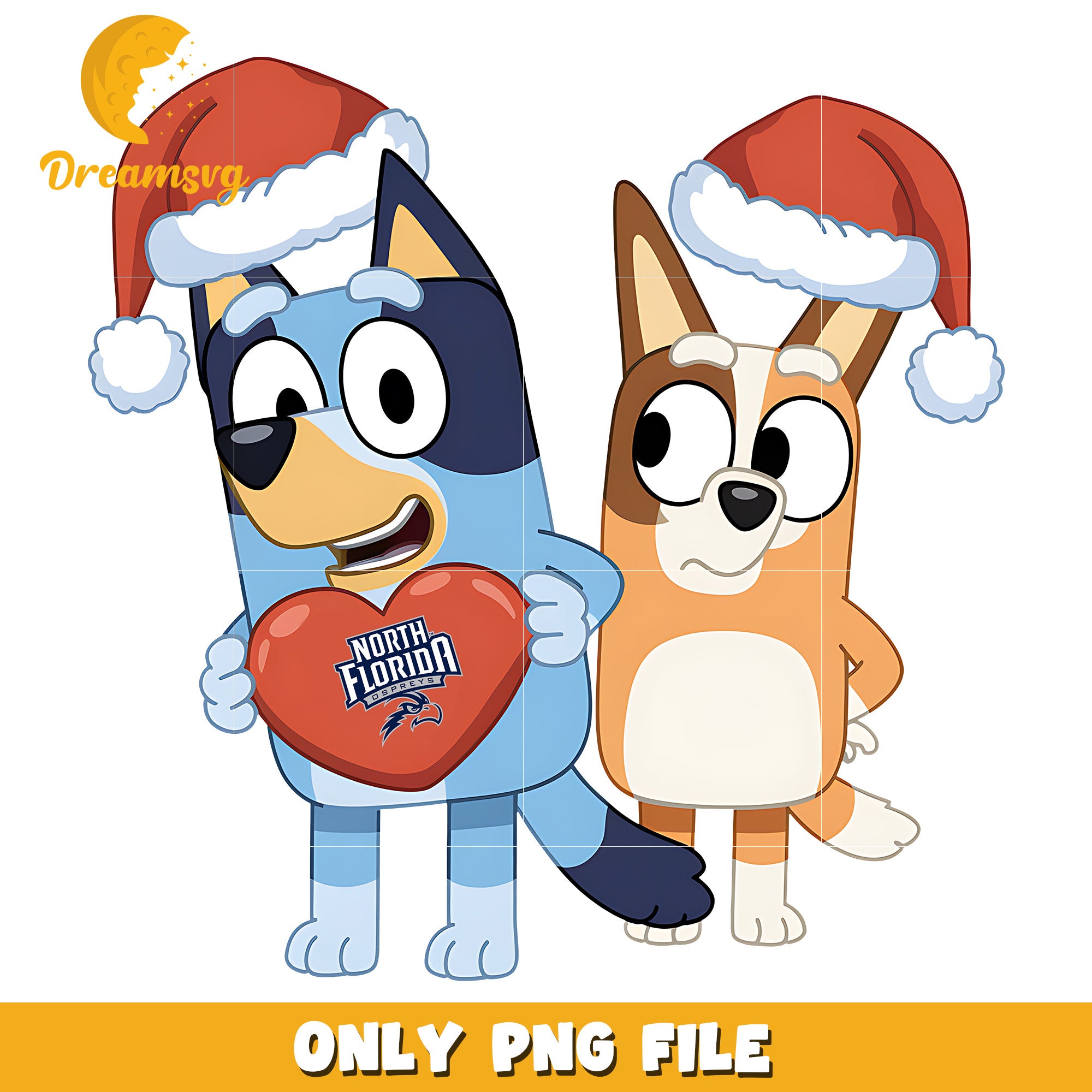 Bluey Bingo heart logo ncaa png, UNF Ospreys png, ncaa png
