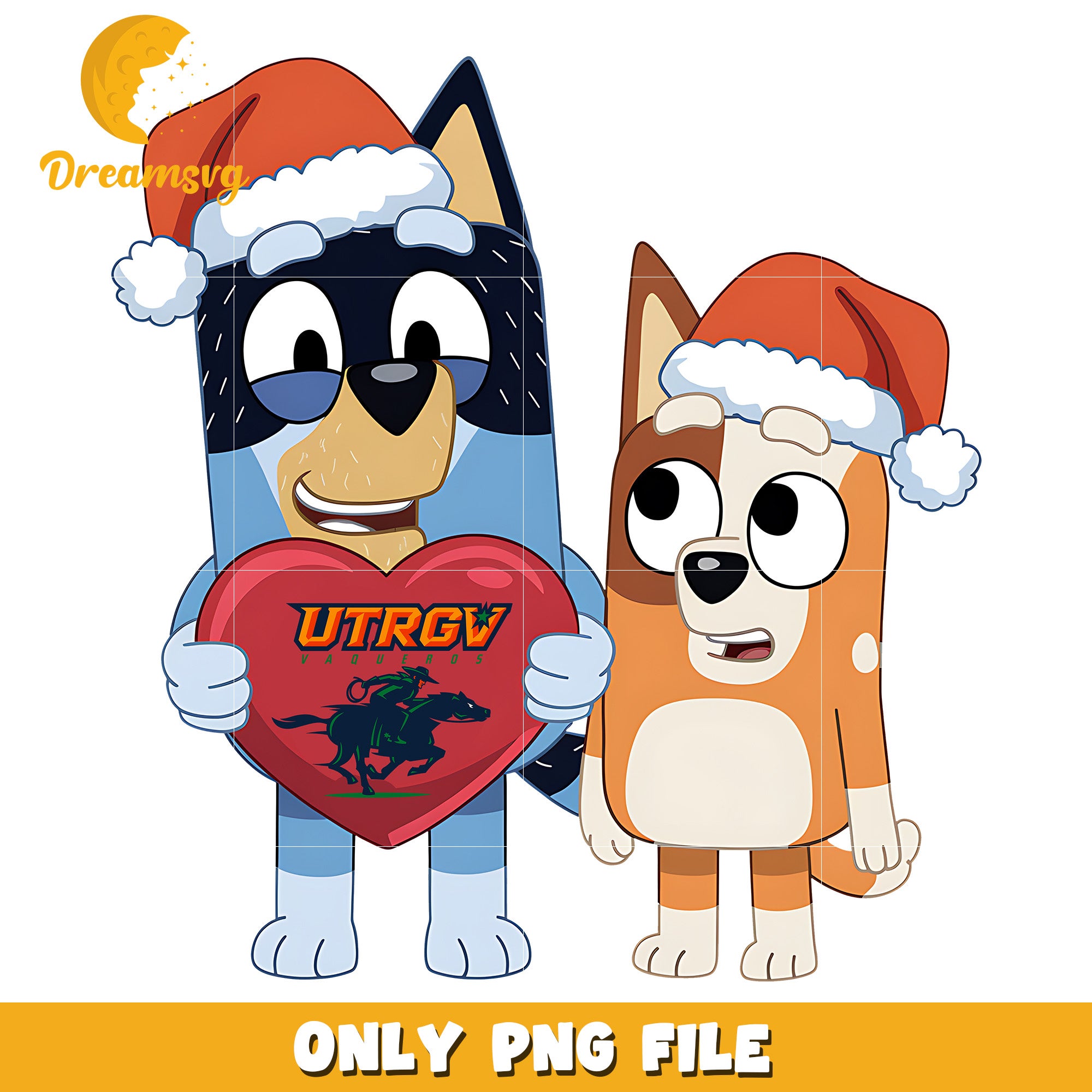 Bluey Bingo heart logo ncaa png, UTRGV Vaqueros png, ncaa png