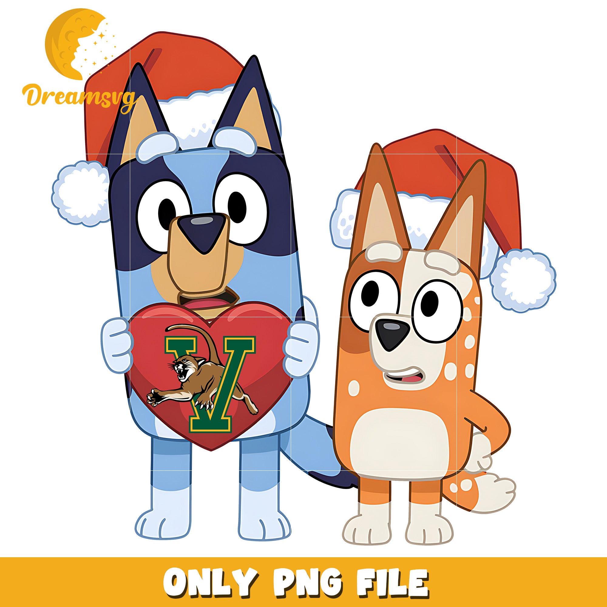 Bluey Bingo heart logo ncaa png, Vermont Catamounts png, ncaa png