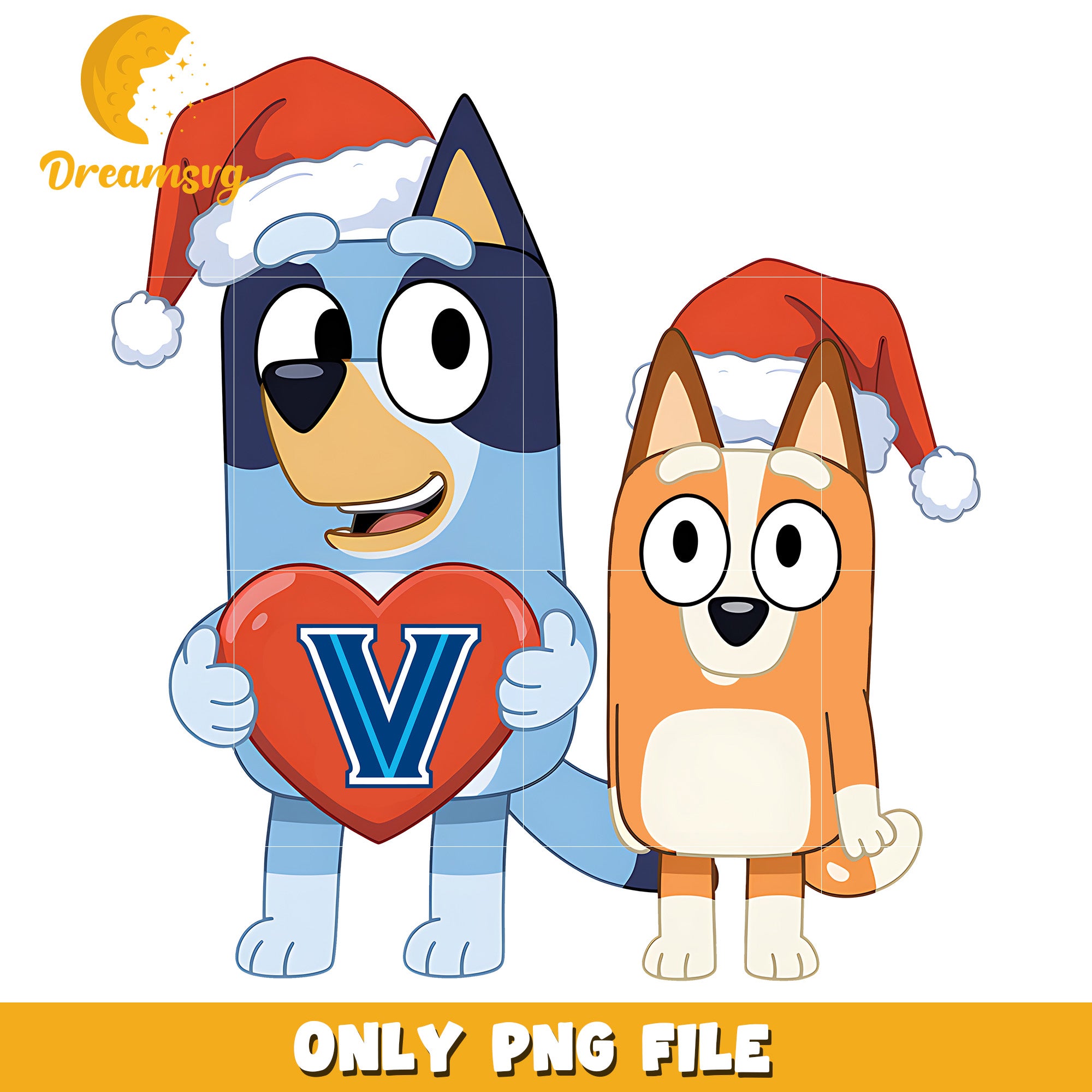 Bluey Bingo heart logo ncaa png, Villanova Wildcats png, ncaa png