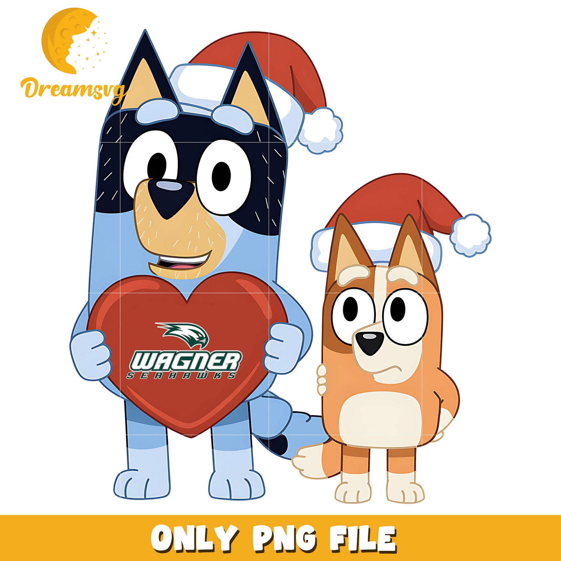 Bluey Bingo heart logo ncaa png, Wagner Seahawks png, ncaa png