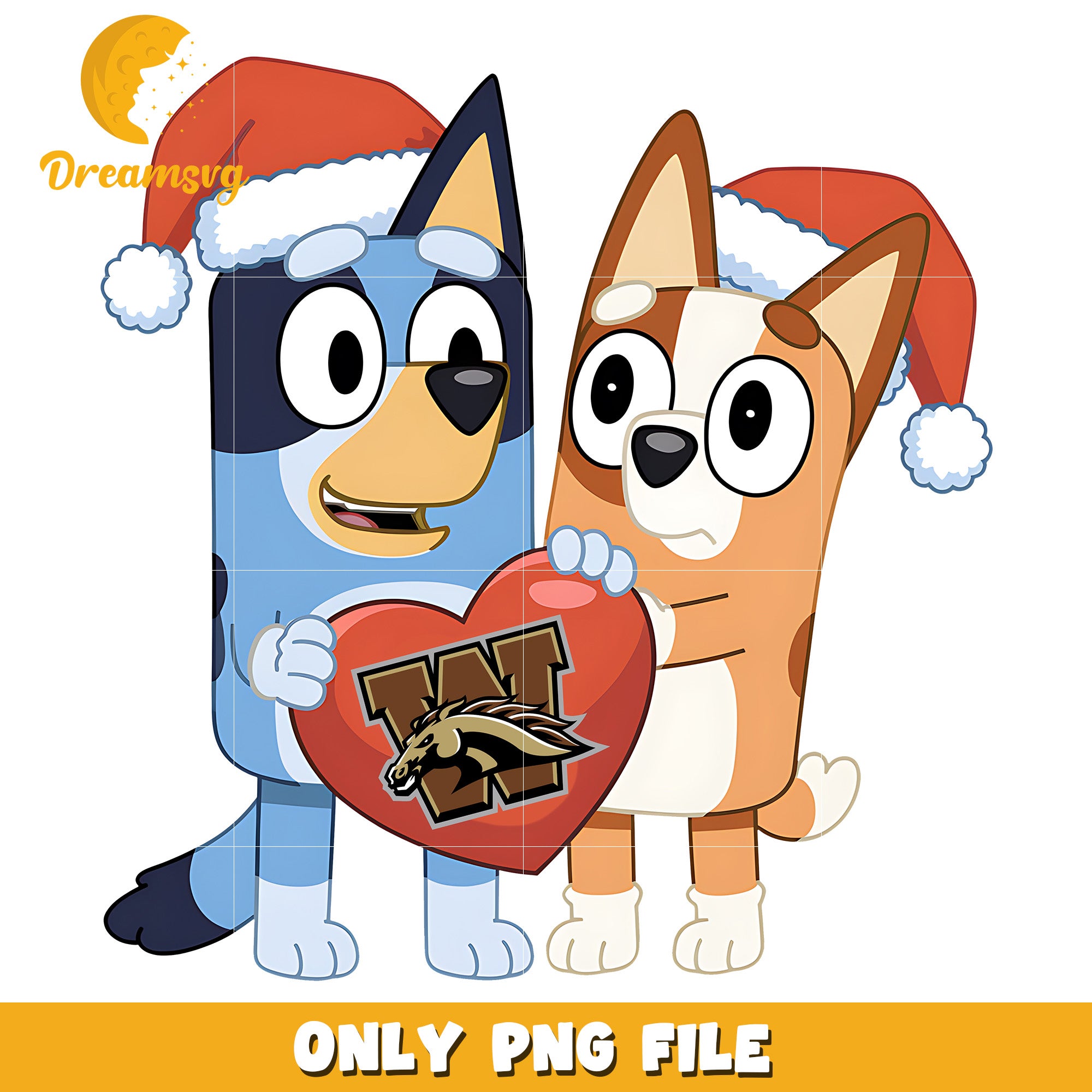 Bluey Bingo heart logo ncaa png, Western Michigan Broncos png