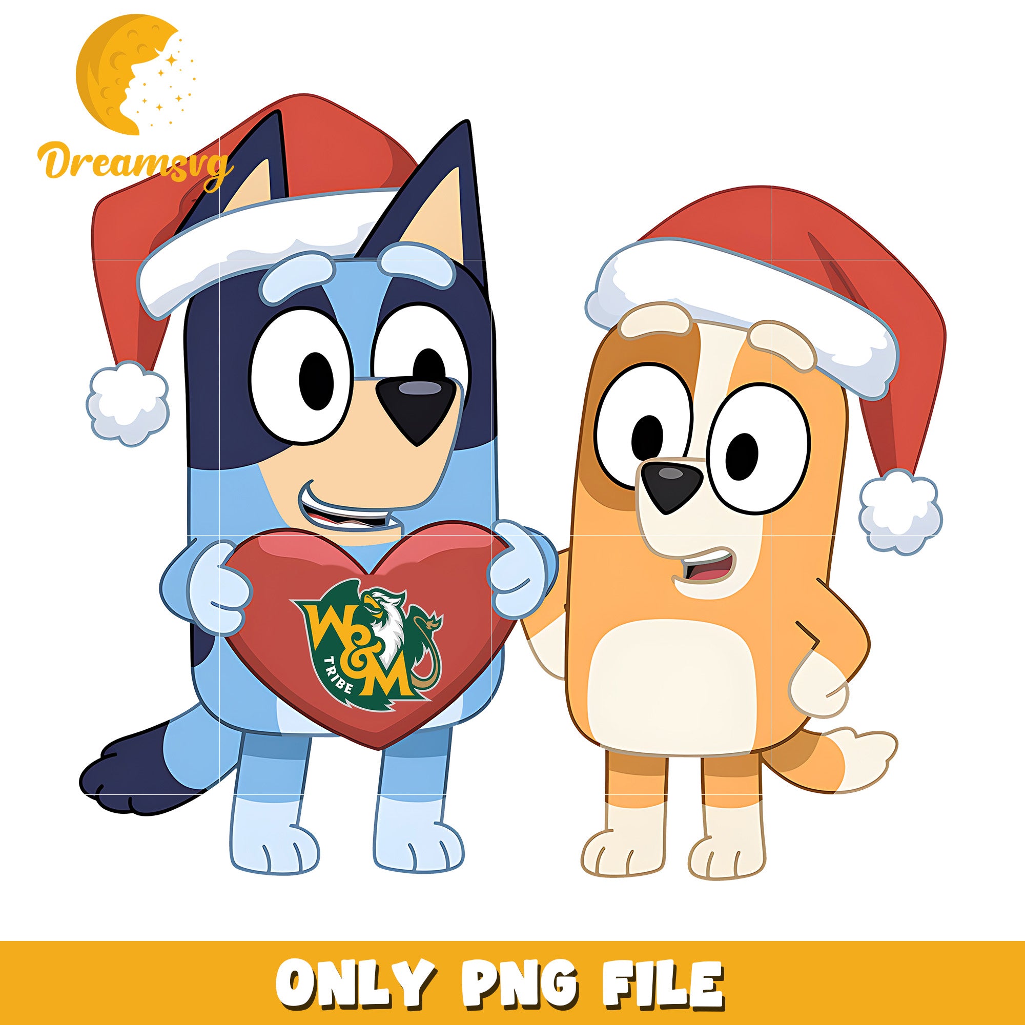 Bluey Bingo heart logo ncaa png, William and Mary Tribe png