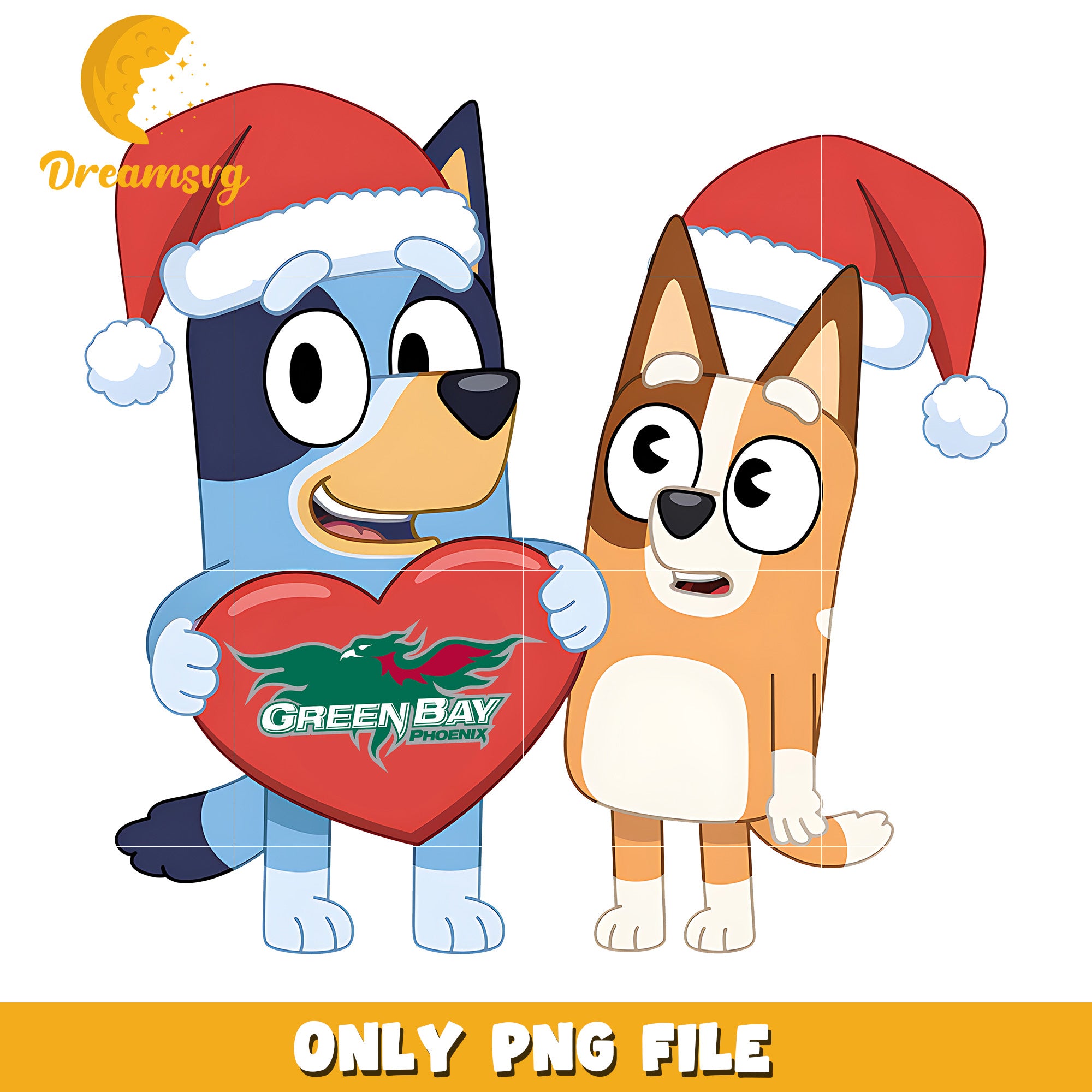 Bluey Bingo heart logo ncaa png, Wisconsin Green Bay Phoenix png