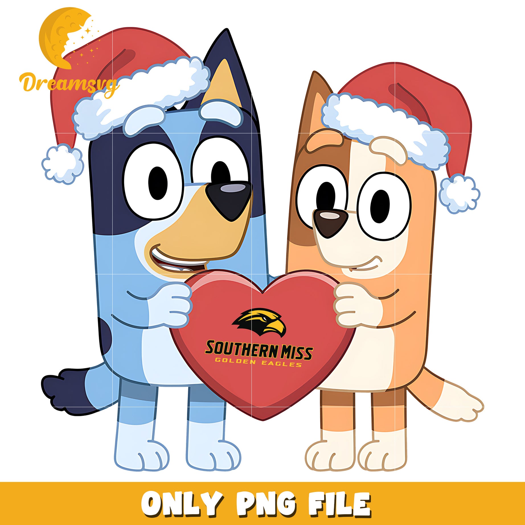 Bluey Bingo heart shape png, Southern Miss Golden Eagles png, ncaa png