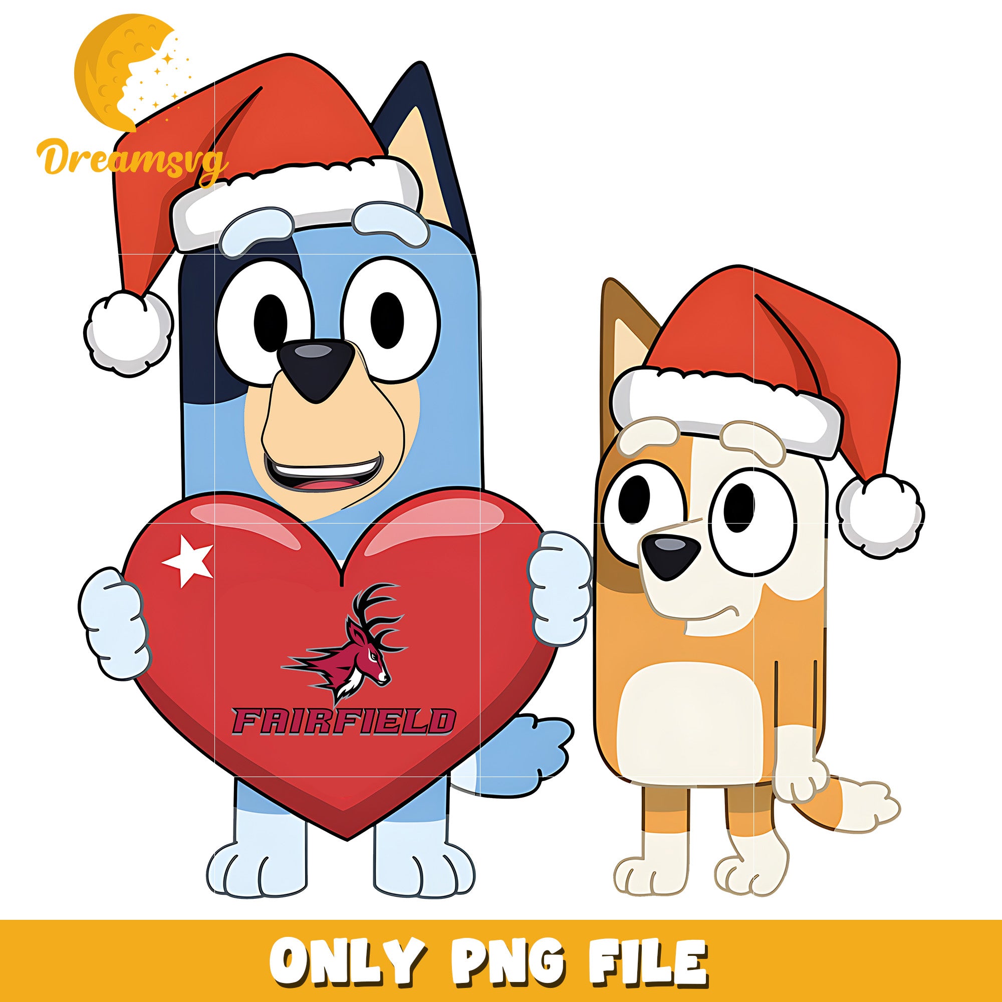 Bluey Bingo logo heart png, Fairfield Stags png, ncaa png