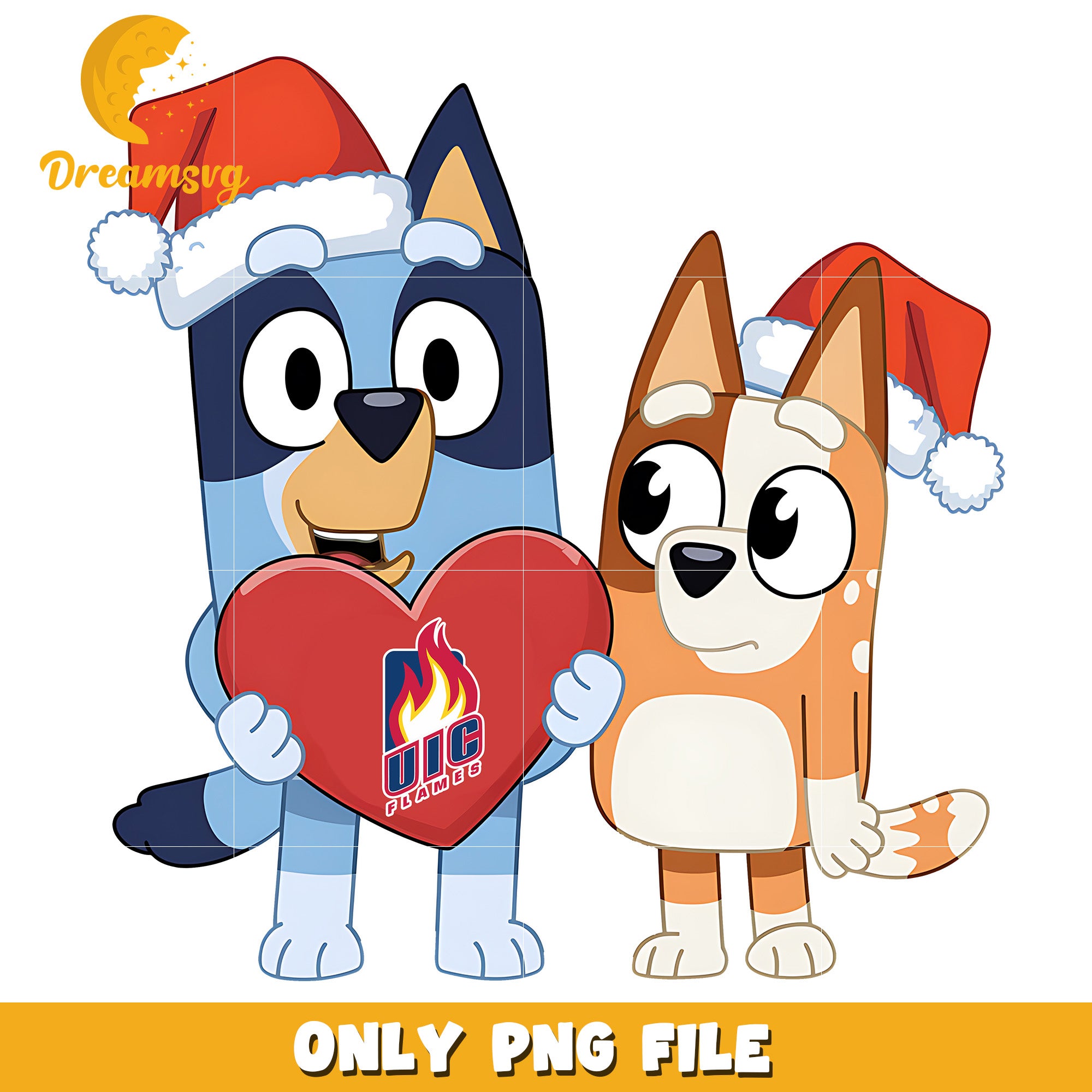 Bluey Bingo logo heart png, Illinois Chicago Flames png, ncaa png
