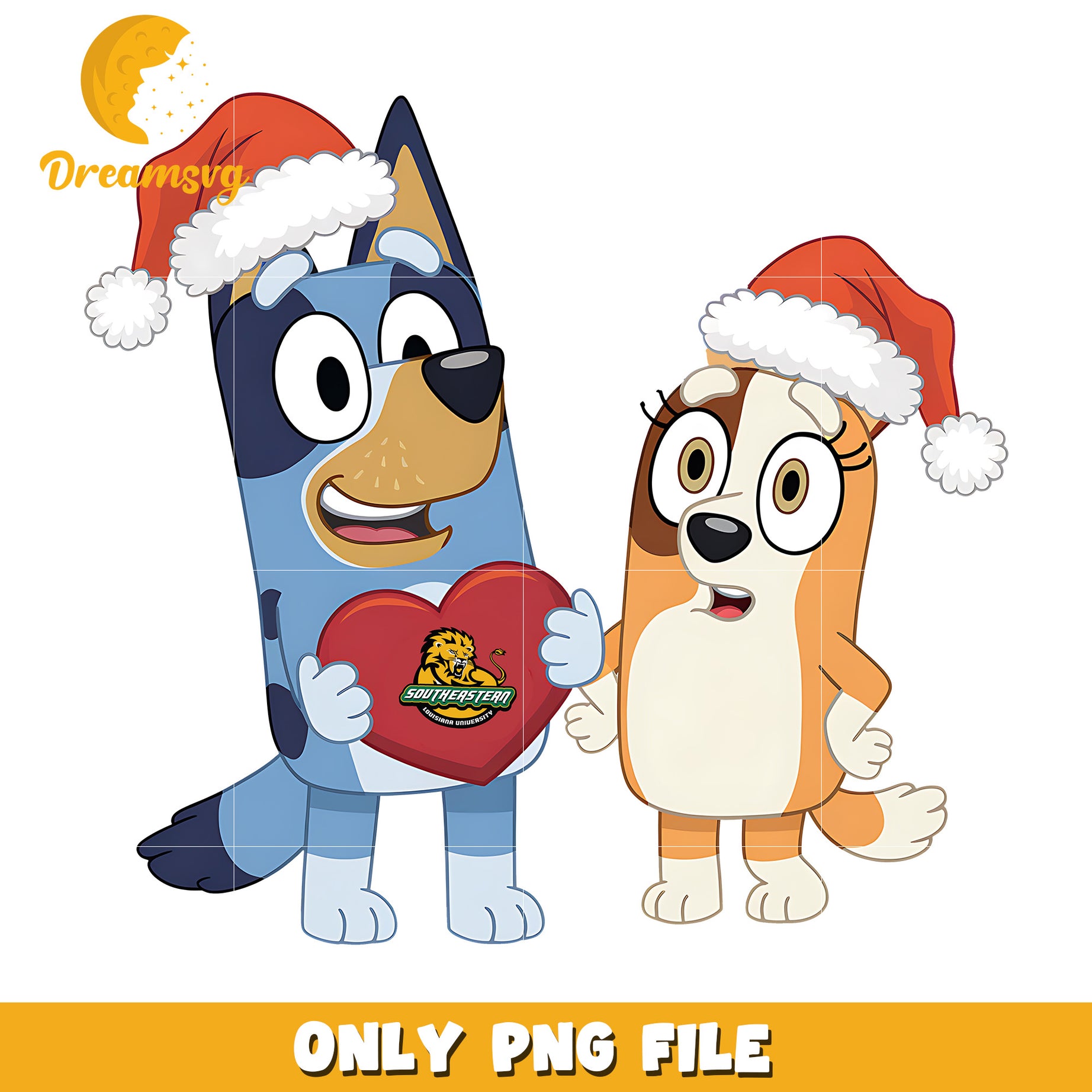 Bluey Bingo logo heart png, Southeastern Louisiana Lions png, ncaa png