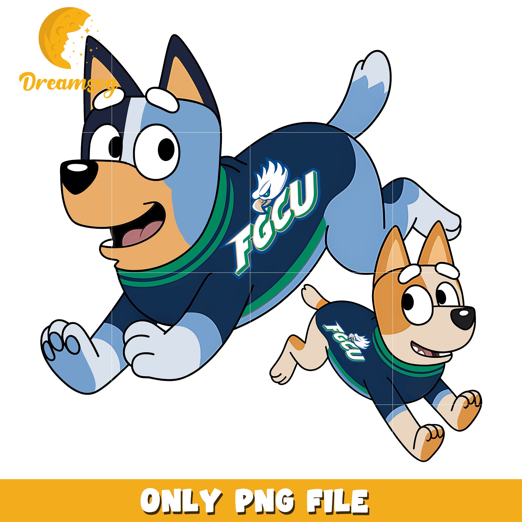 Bluey Bingo ncaa fan png, Florida Gulf Coast Eagles png, ncaa png