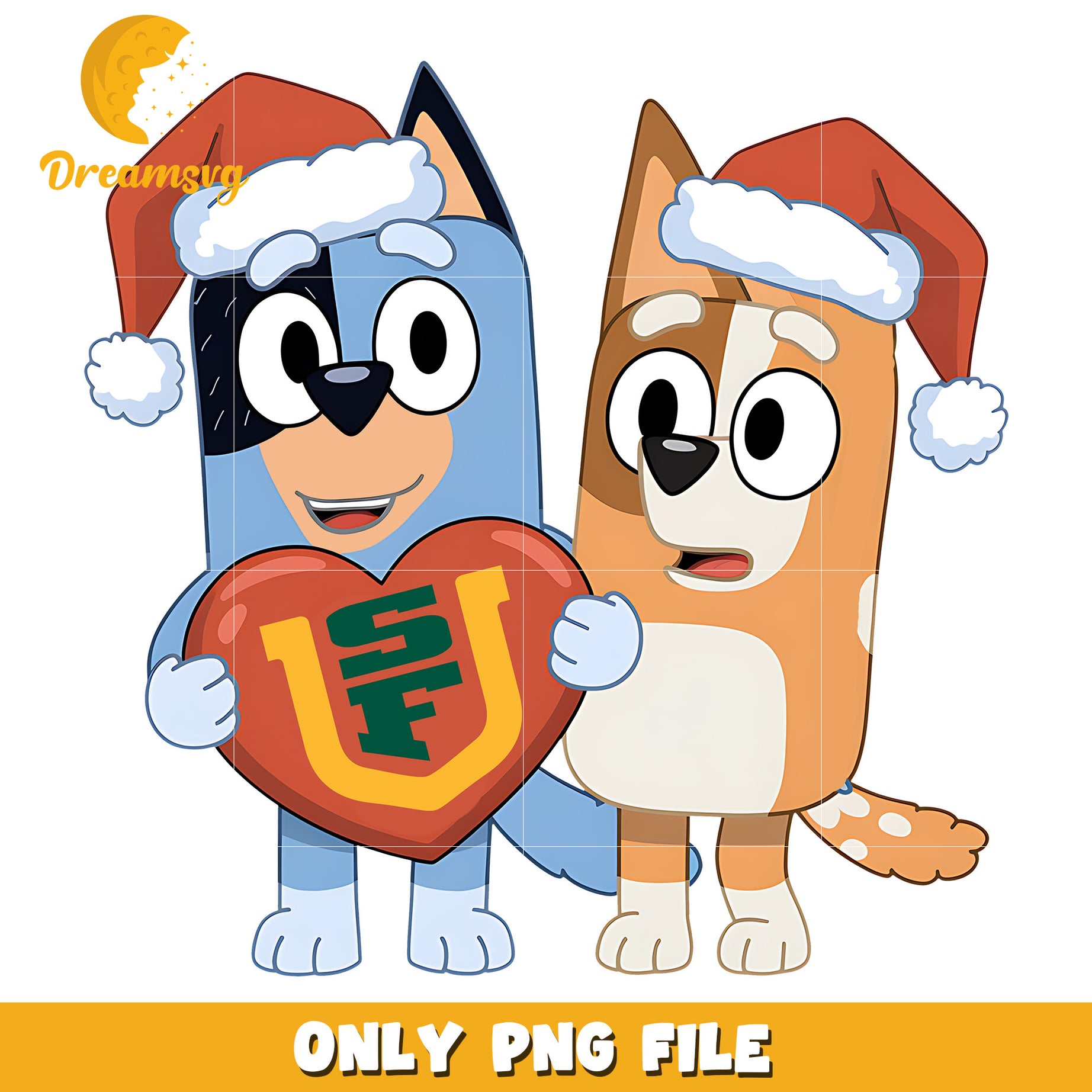 Bluey Bingo santa hat Dons team png, San Francisco Dons png, ncaa png