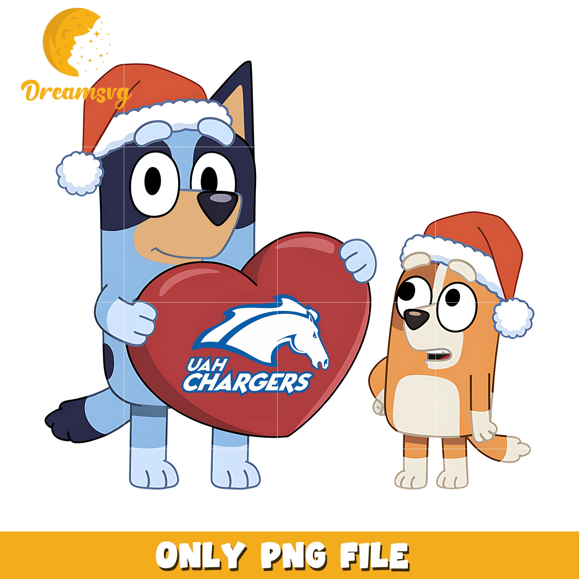 Bluey Bingo santa hat png, Alabama Huntsville Chargers png