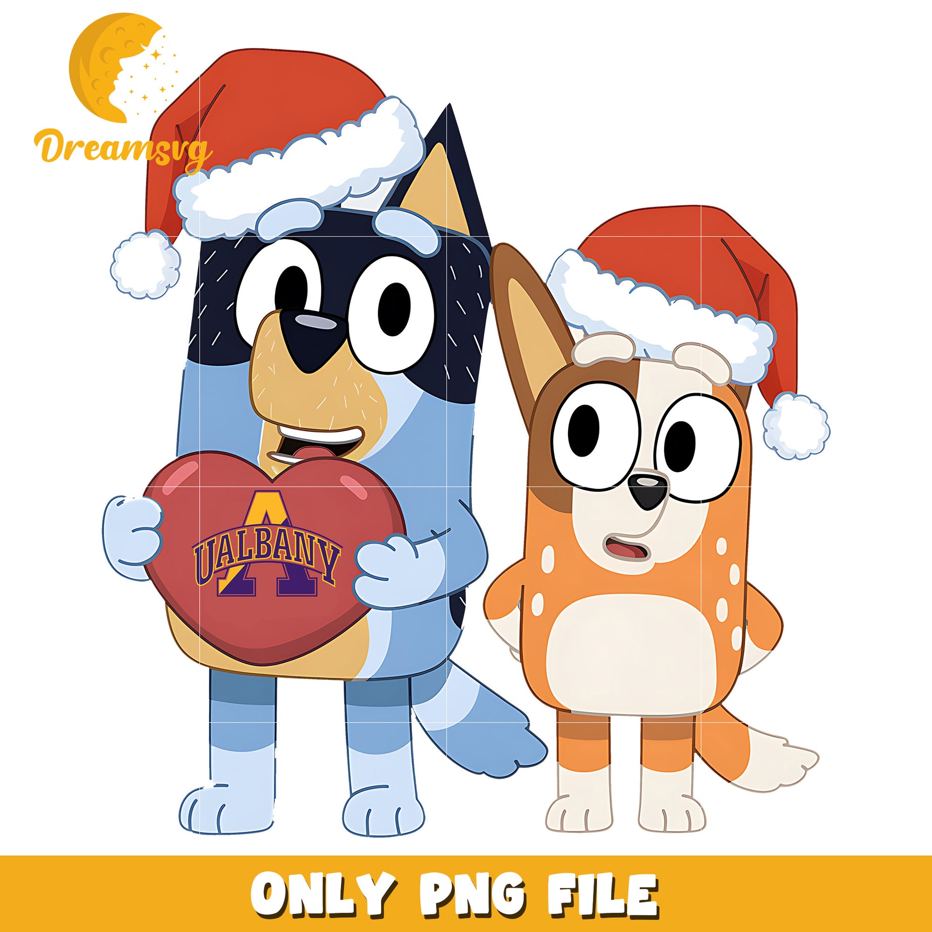 Bluey Bingo santa hat png, Albany Great Danes png, ncaa logo png