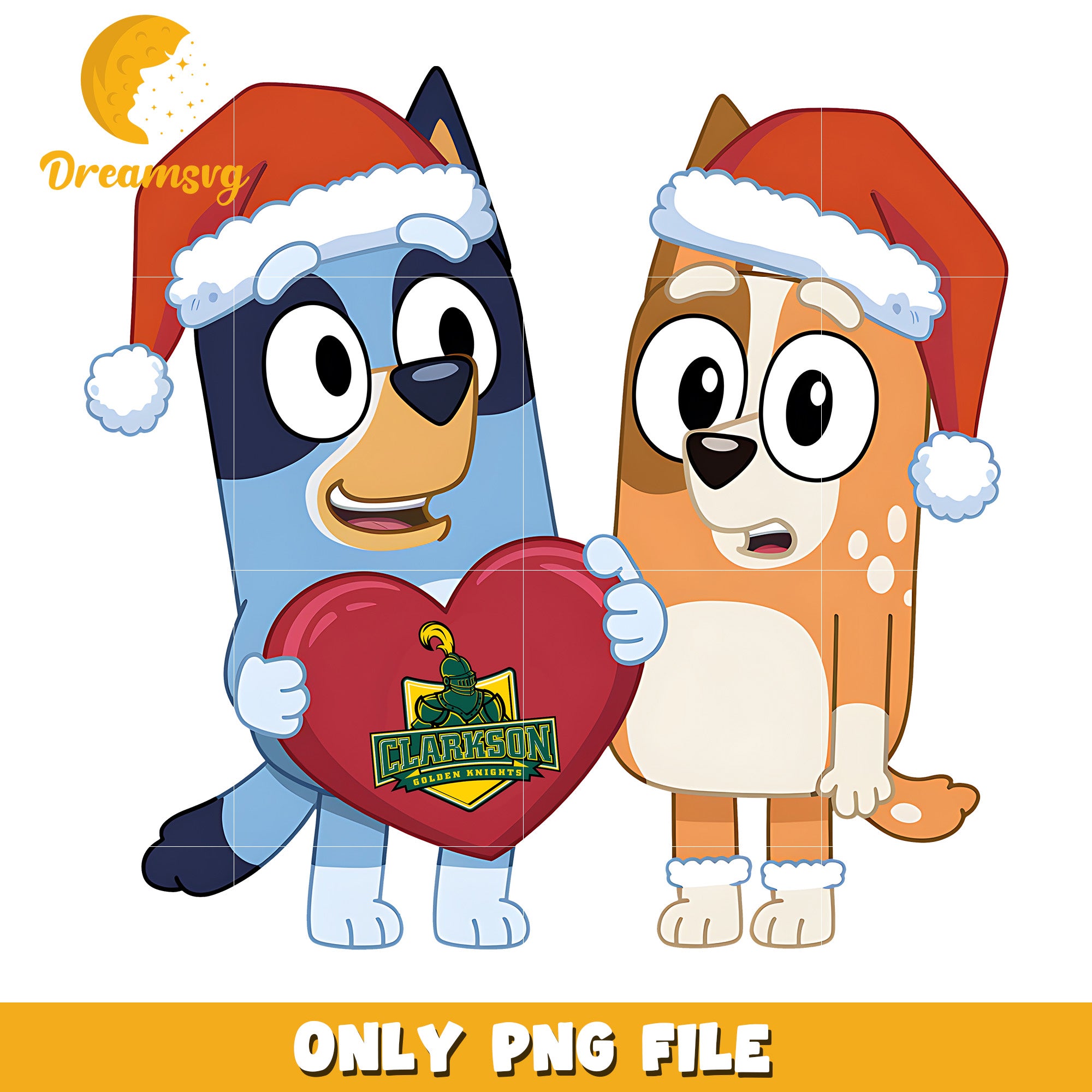 Bluey Bingo santa hat png, Clarkson Golden Knights png, ncaa logo png