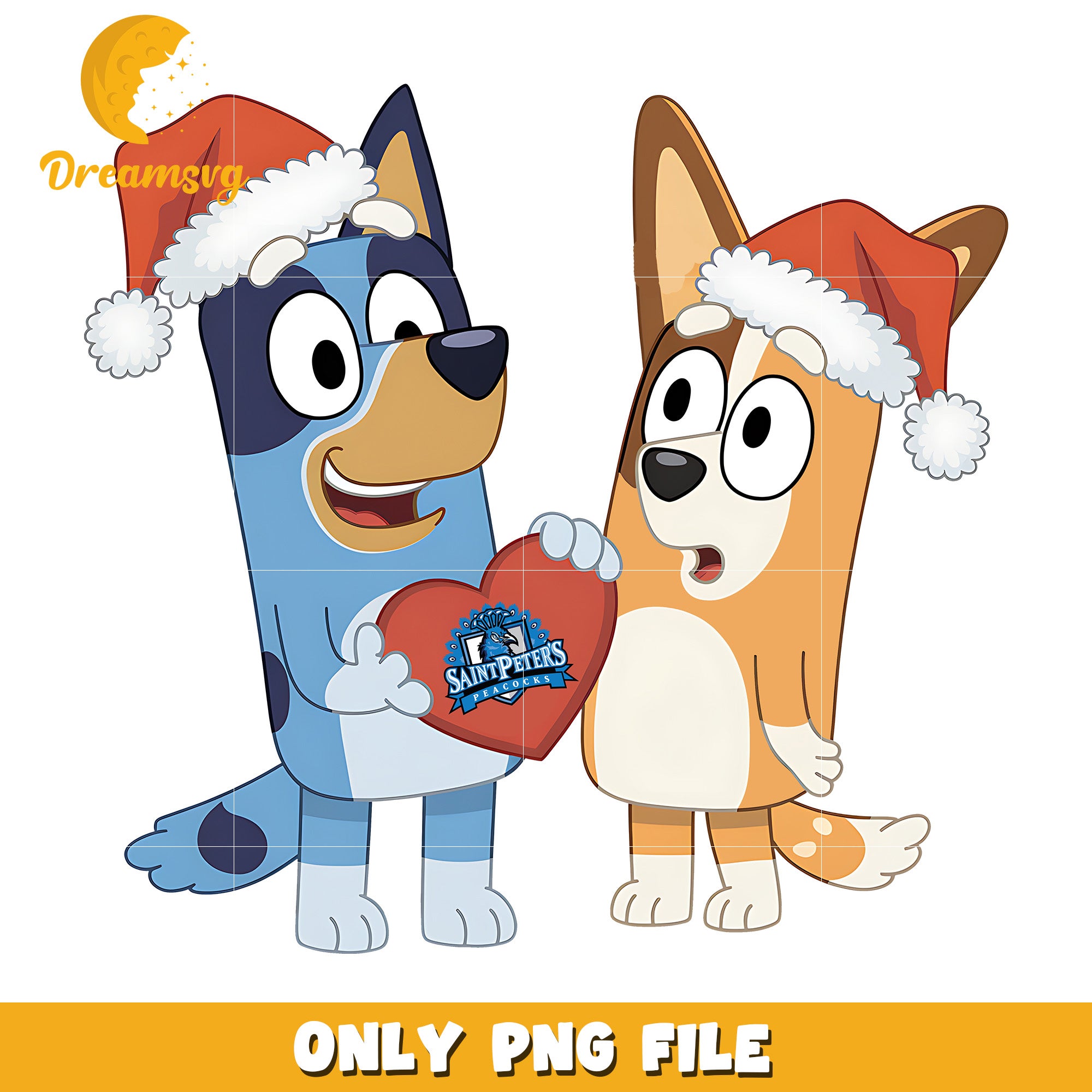 Bluey Bingo santa hat png, Saint Peter's Peacocks png, ncaa png