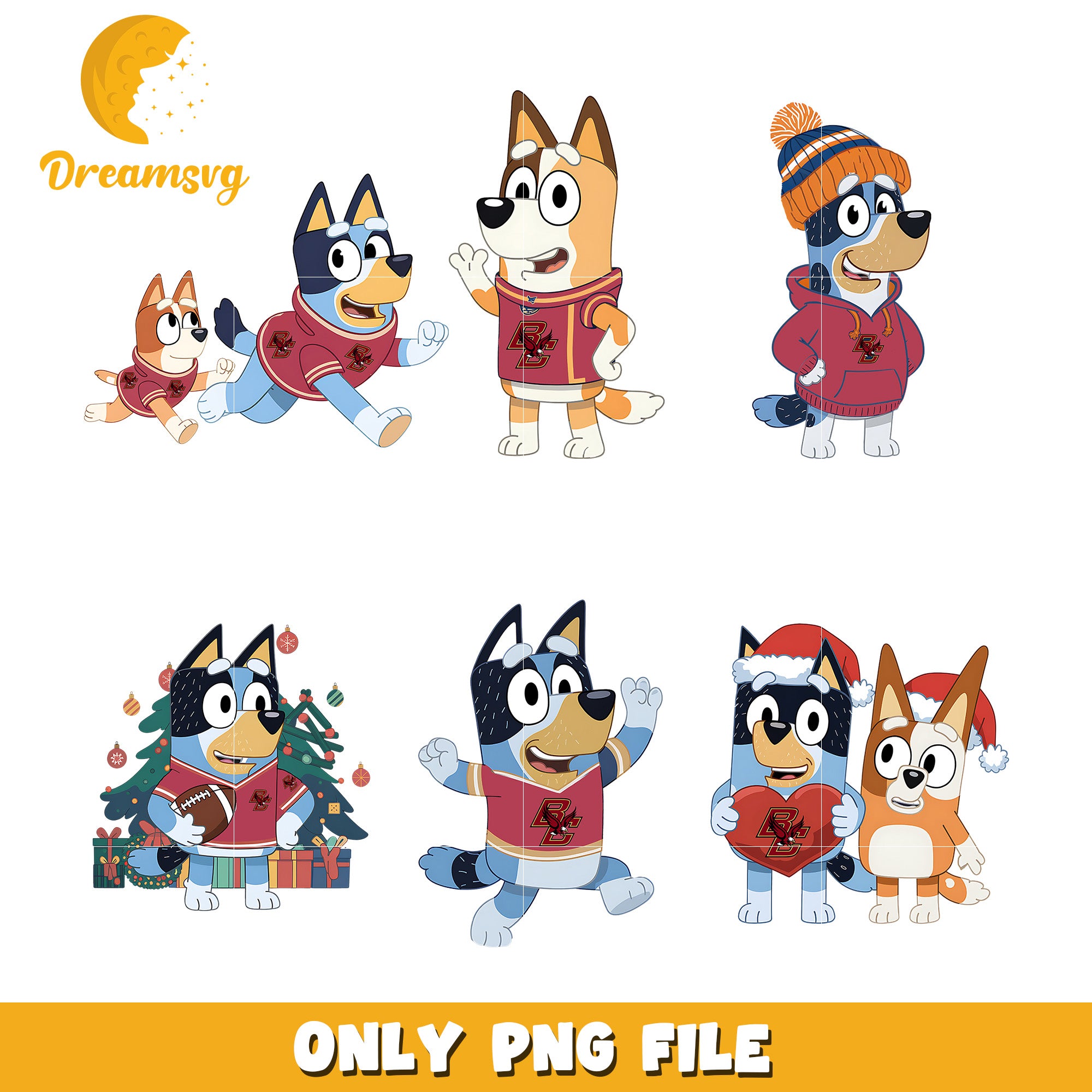 Bluey Bingo winter bundle png, Boston College Eagles png