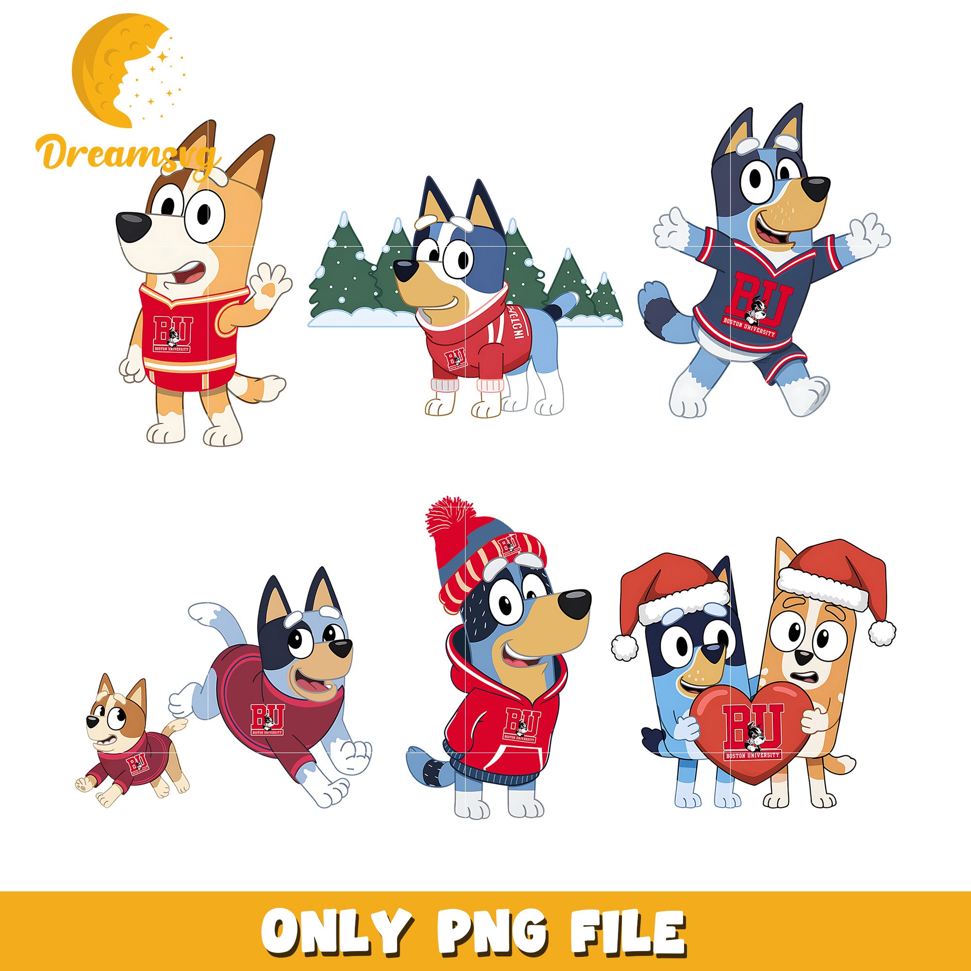  Bluey Bingo ncaa team bundle png, Boston University Terriers png