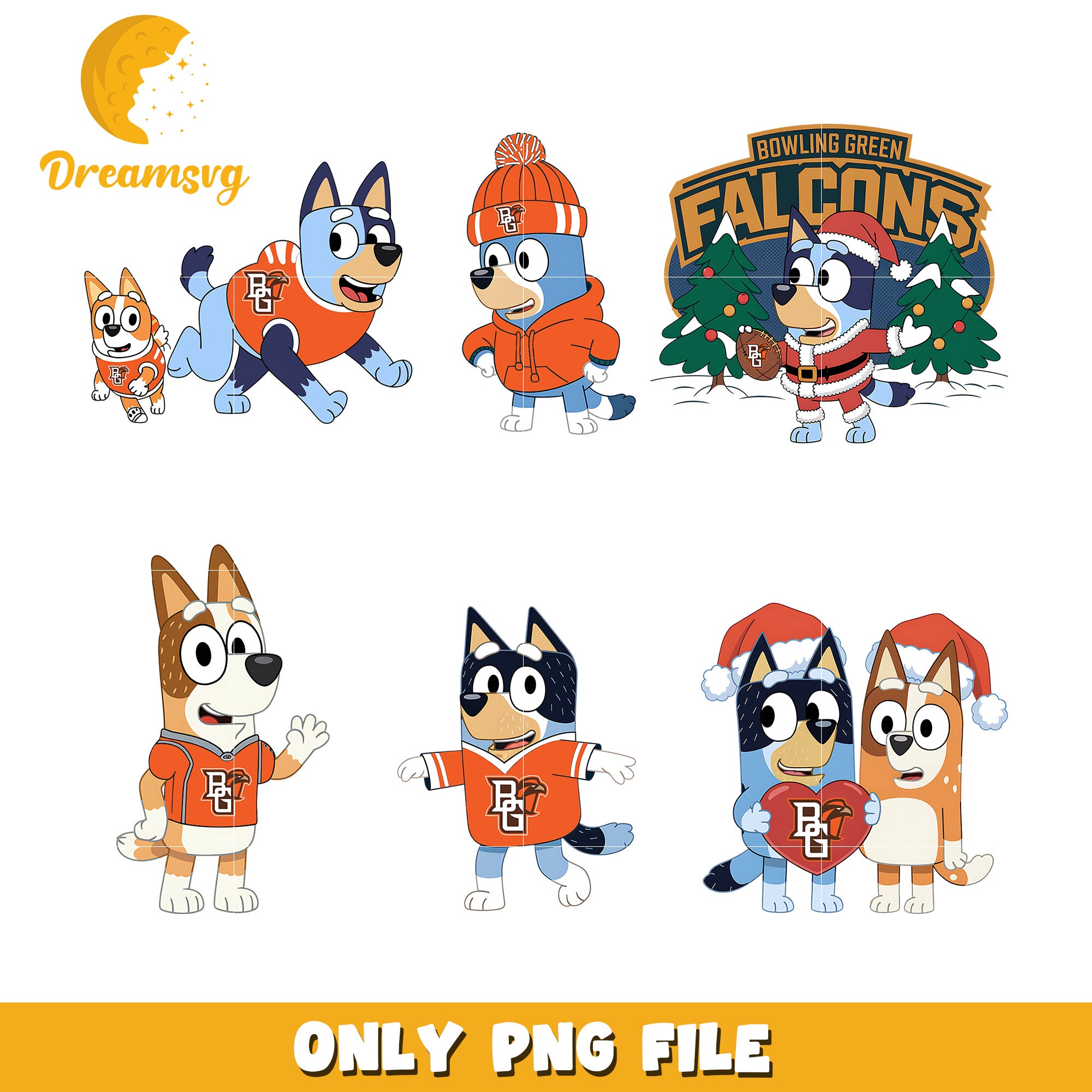 Bluey Bingo ncaa fan bundle png, Bowling Green Falcons png, ncaa png