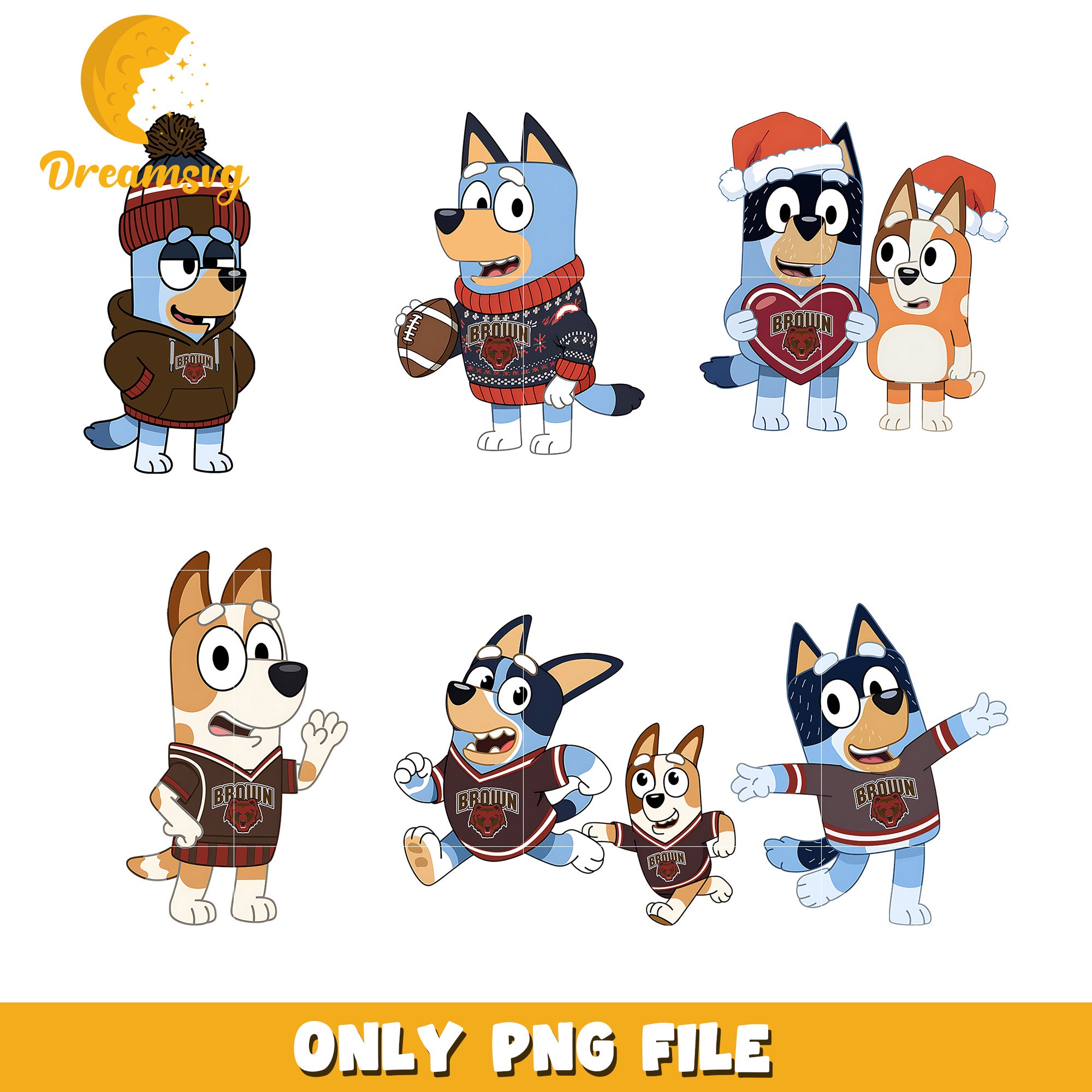 Bluey Bingo cartoon character bundle png, Brown Bears  png, ncaa png