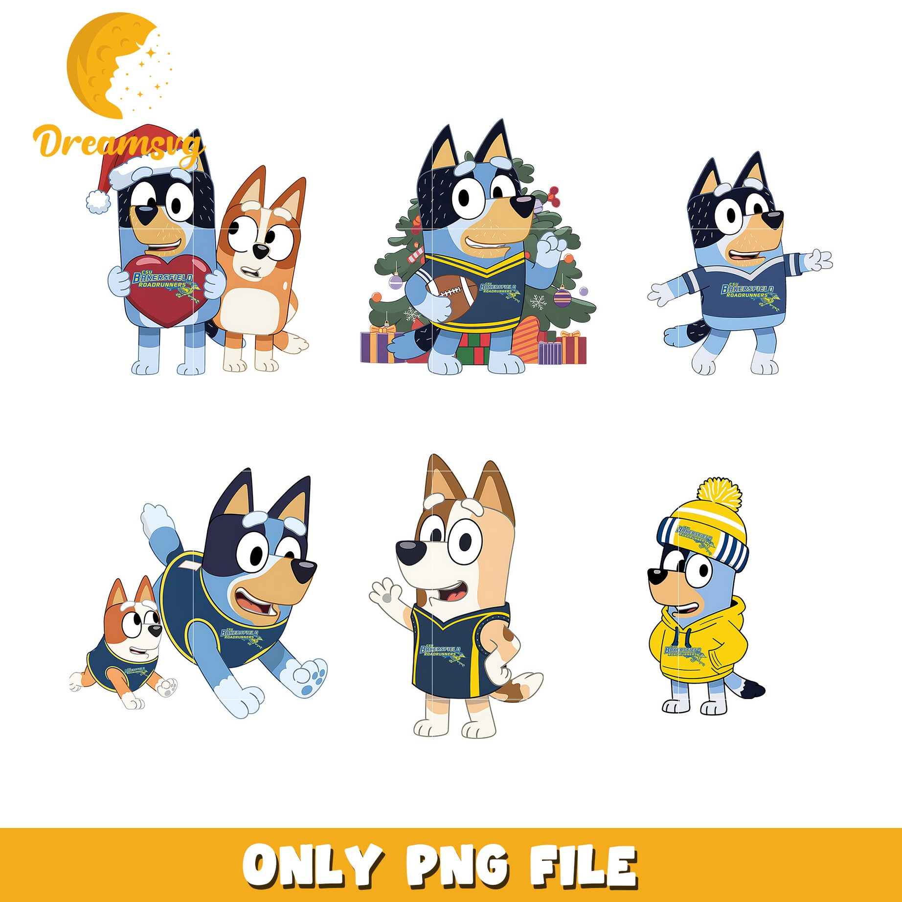 Bluey and Bingo logo ncaa bundle png, CSU Bakersfield Roadrunners png