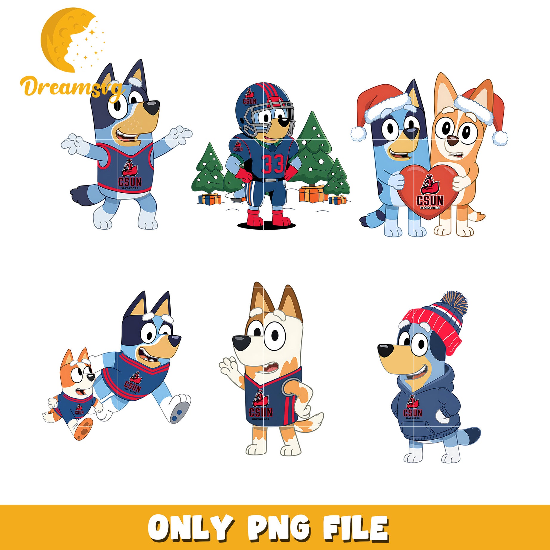Bluey and Bingo ncaa bundle png, Cal State Northridge Matadors png