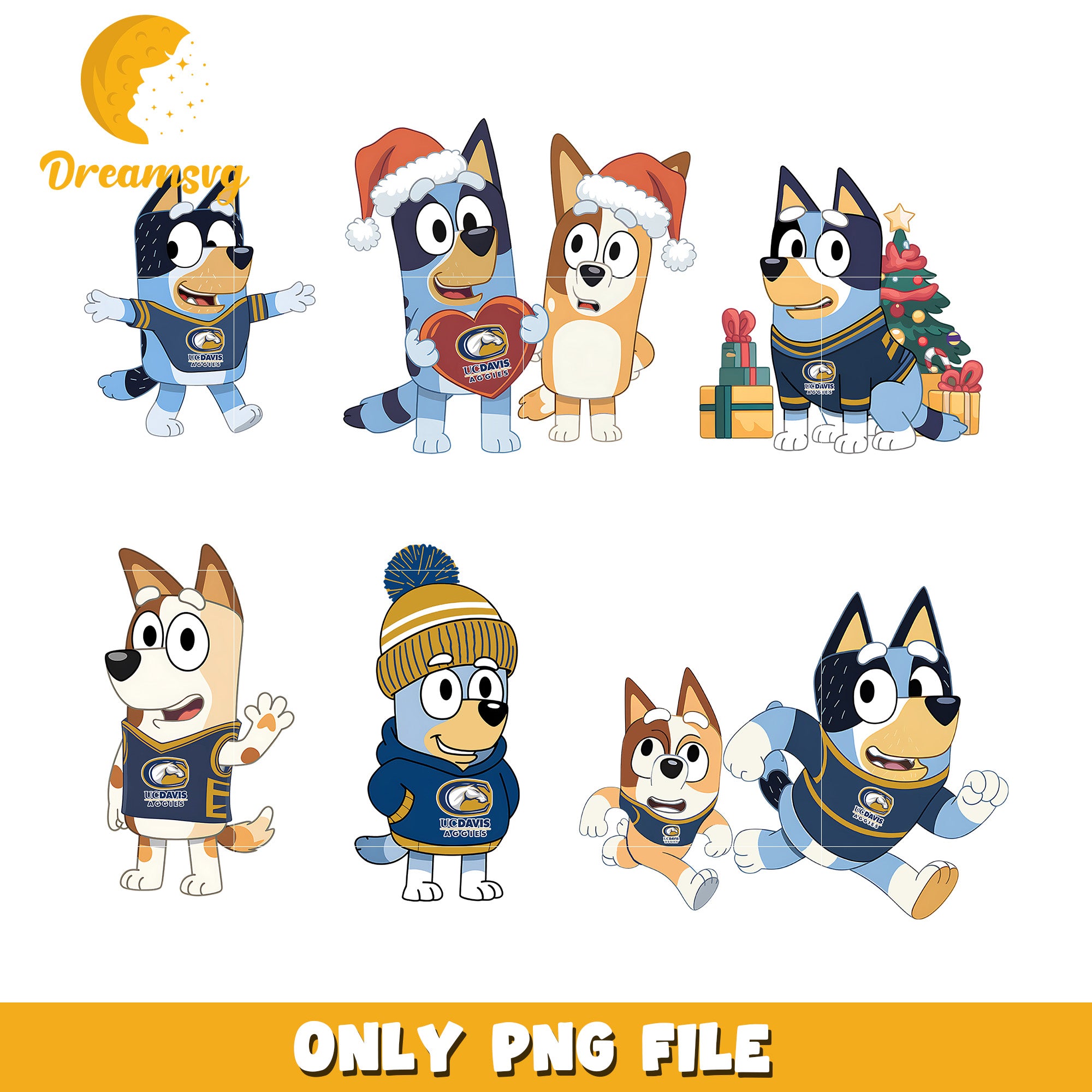 Bluey and Bingo cartoon bundle png, California Davis Aggies png