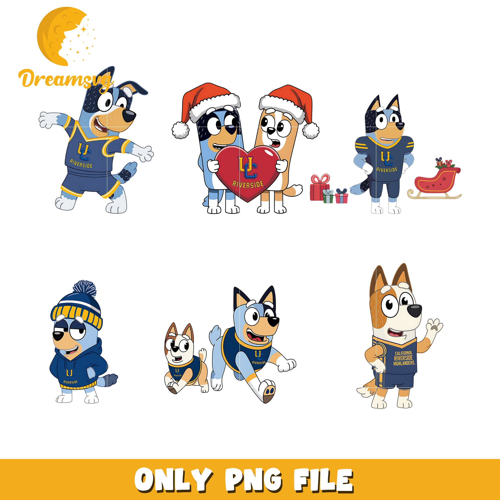Bluey Bingo bundle png, California Riverside Highlanders png