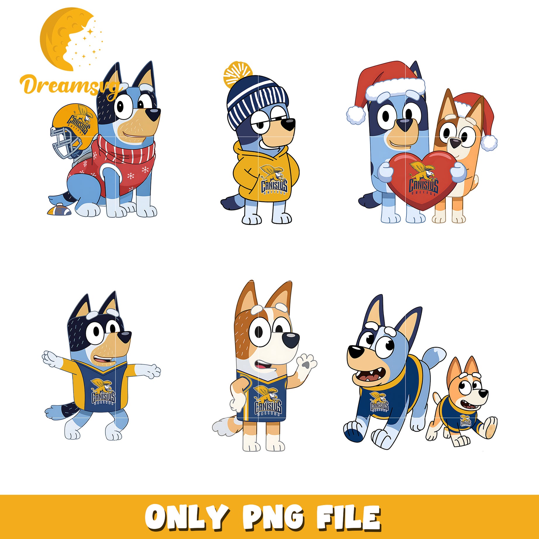 Bluey Bingo love ncaa bundle png, Canisius Golden Griffinss png