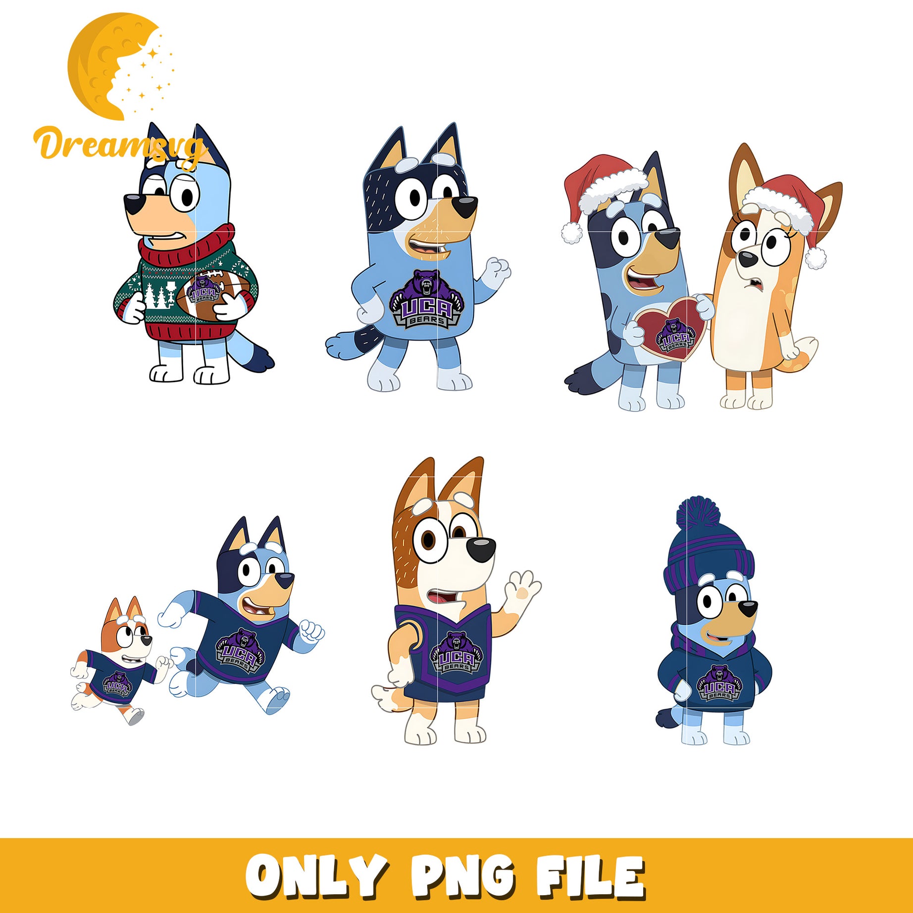 Bluey Bingo characters bundle png, Central Arkansas Bears png
