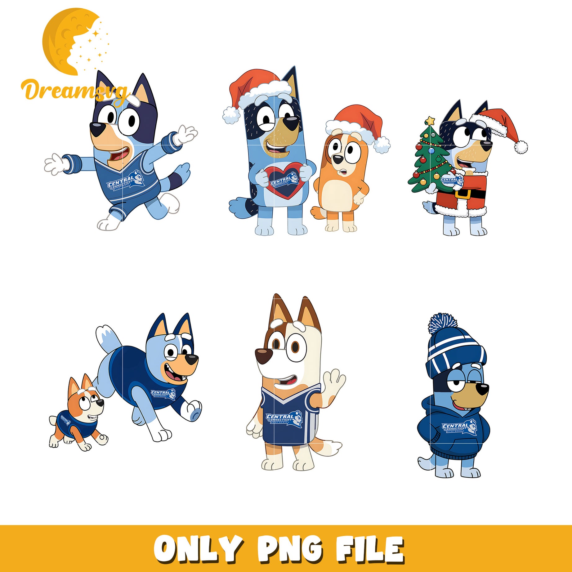 Bluey Bingo cartoon bundle png, Central Connecticut Blue Devils png