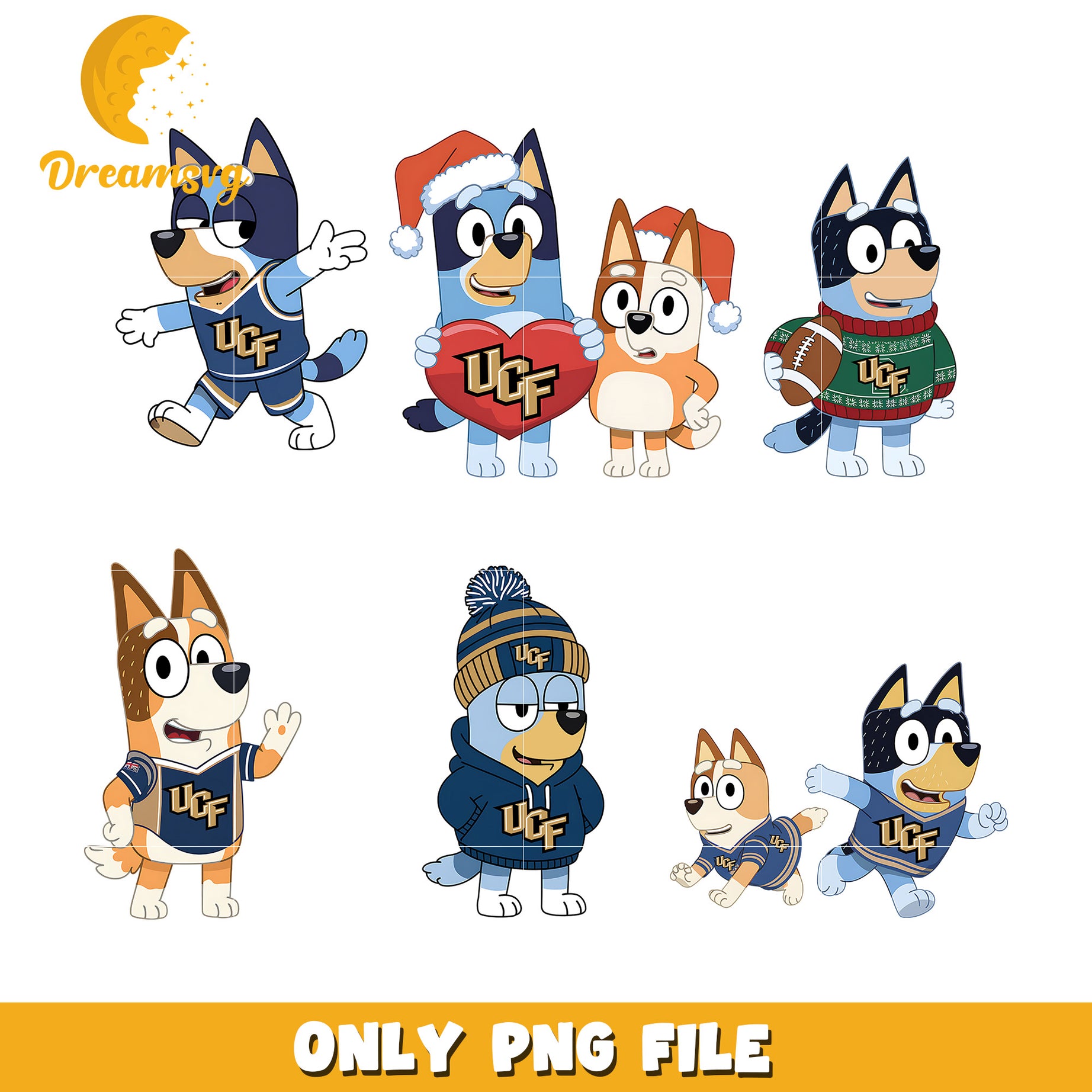 Bluey and Bingo ncaa fan bundle png, Central Florida Knights png