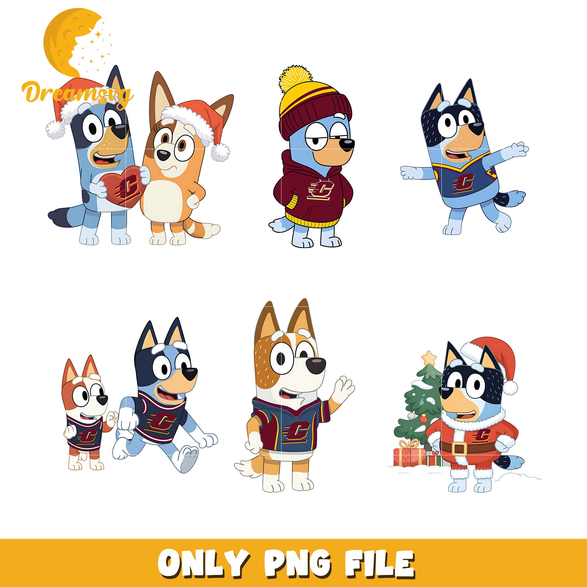 Bluey and Bingo logo bundle png, Central Michigan Chippewas png