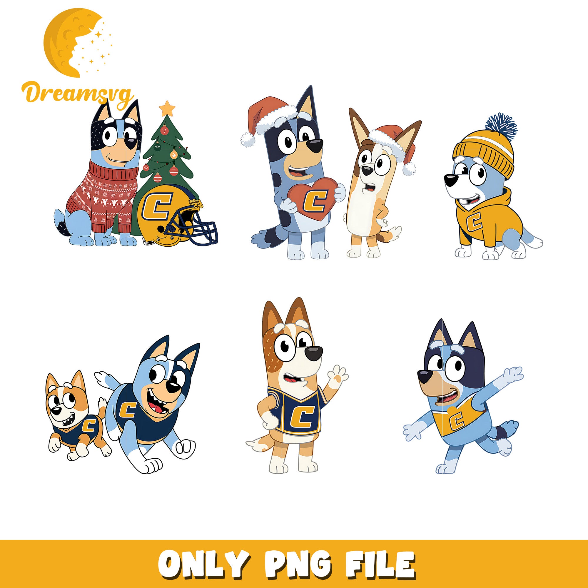 Bluey and Bingo ncaa team bundle png, Chattanooga Mocs png