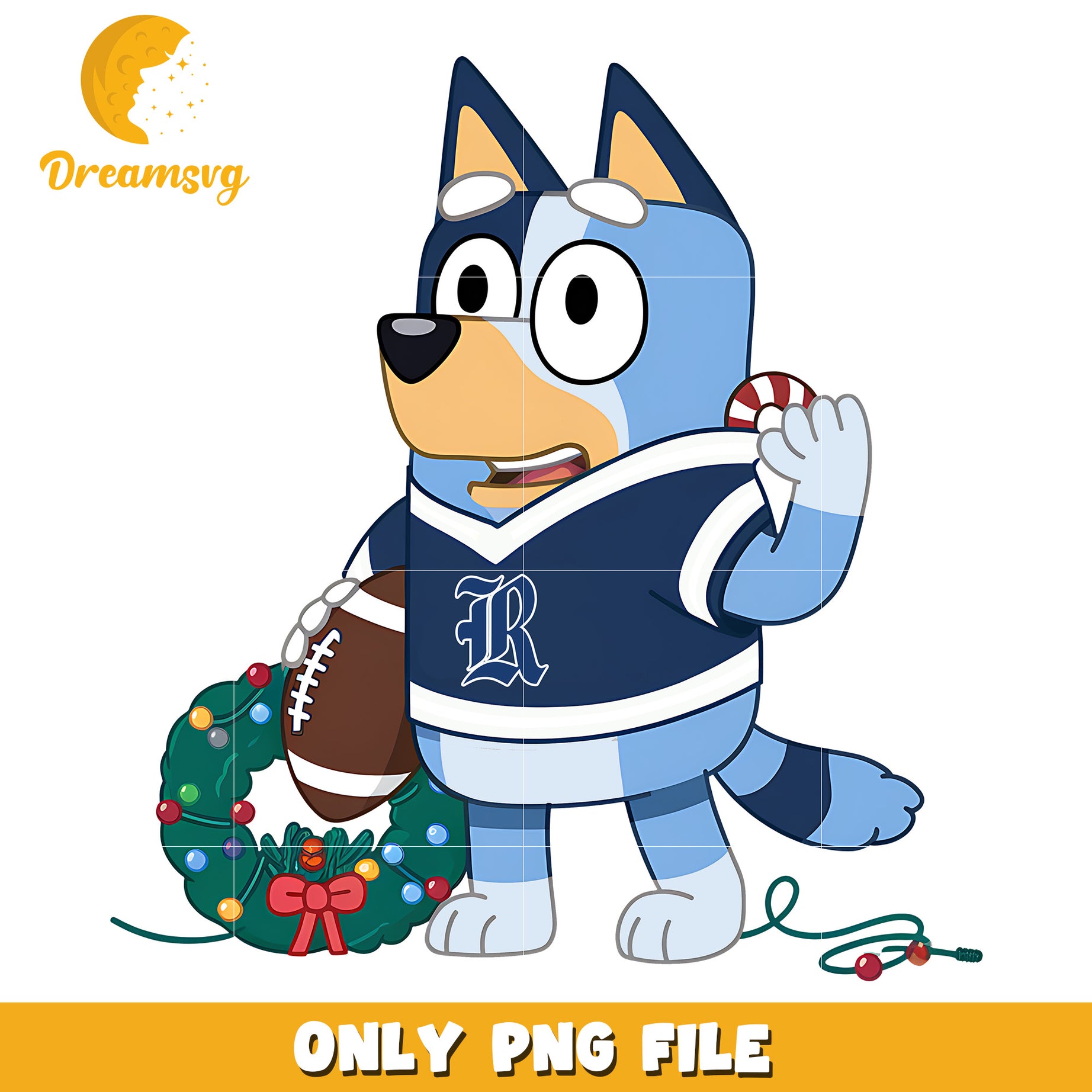 Bluey Christmas wreath png, Rice Owls png, ncaa png
