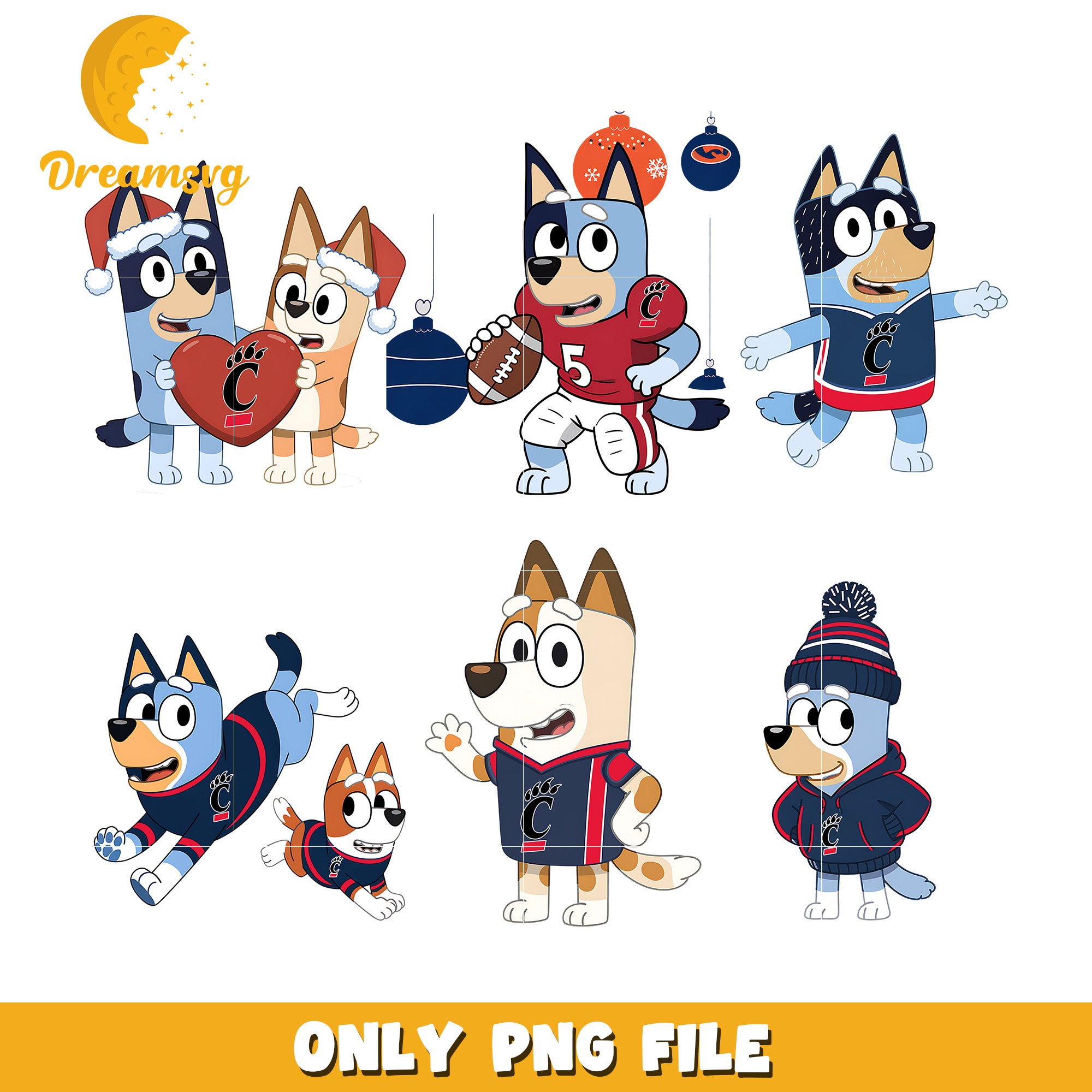 Bingo Bluey cartoon character bundle png, Cincinnati Bearcats png