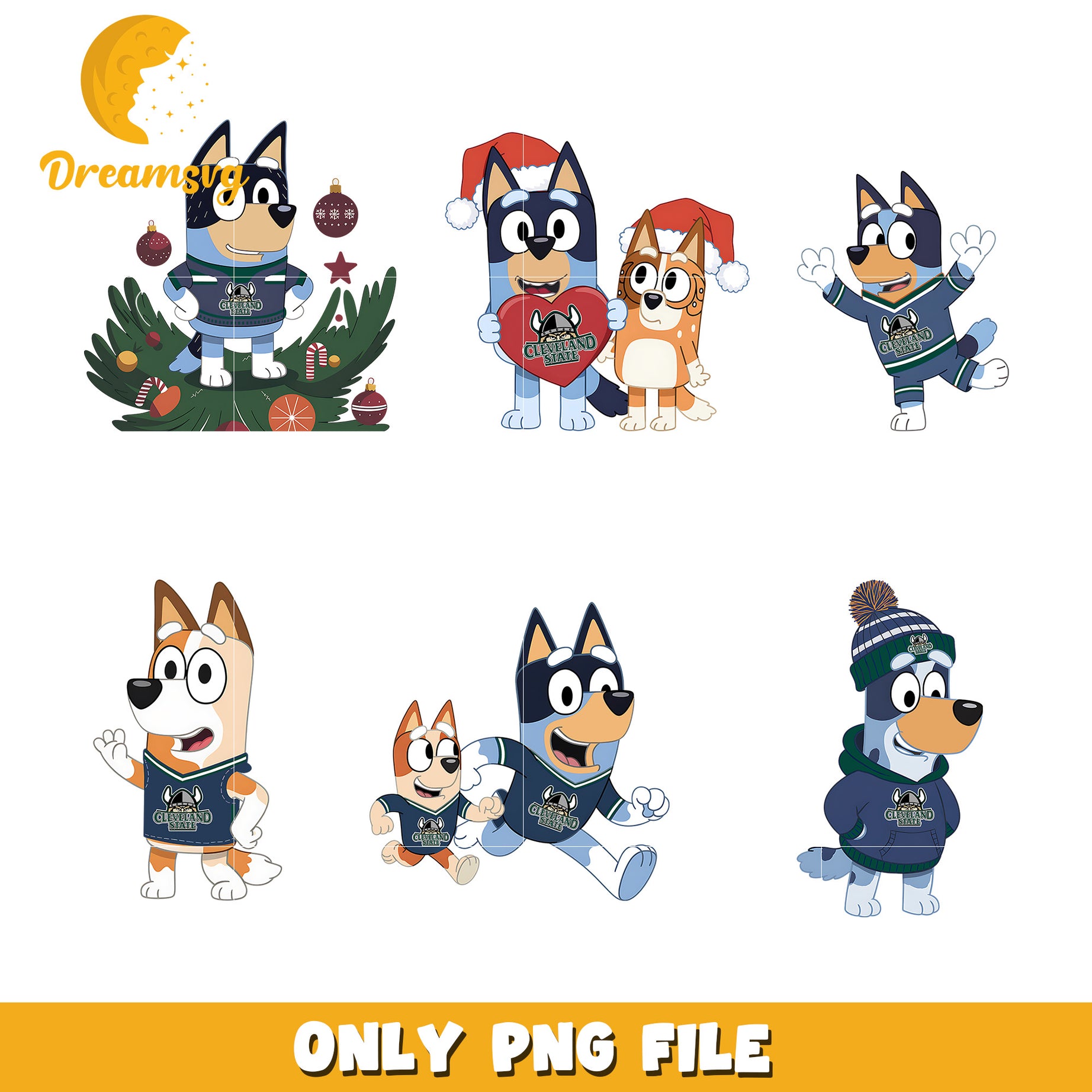 Bingo Bluey ncaa bundle png, Cleveland State Vikings png
