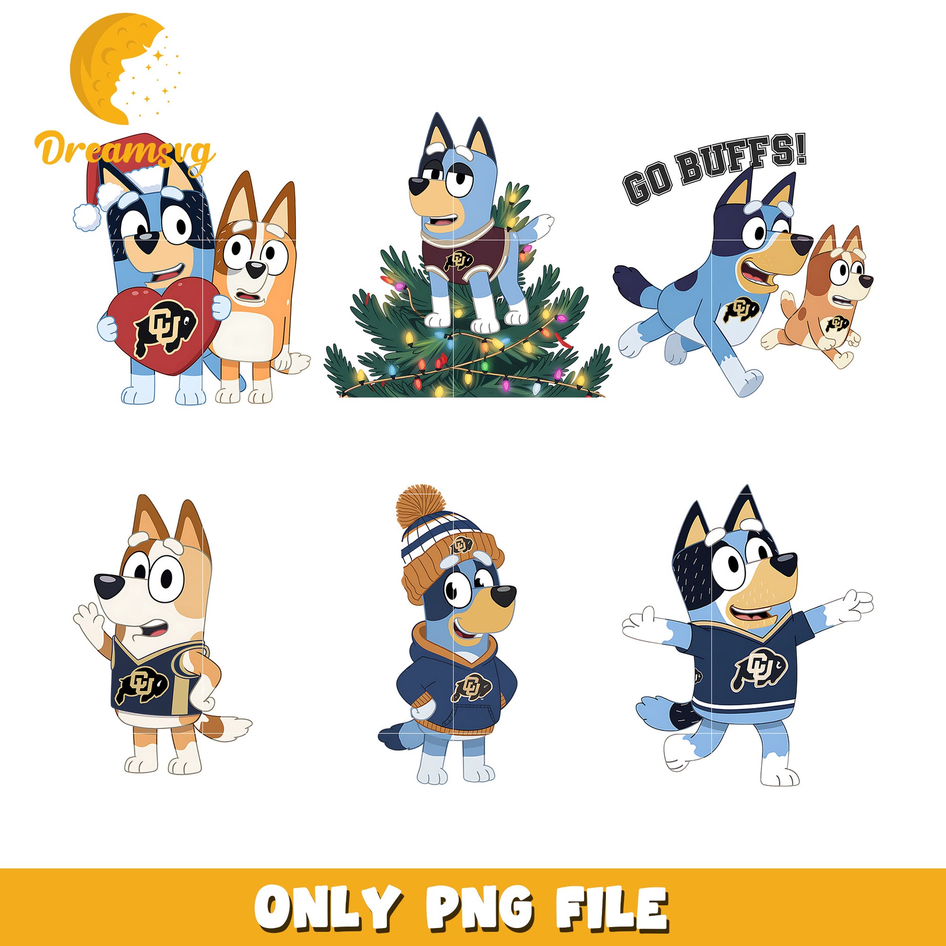 Bluey Bingo cartoon character bundle png, Colorado Buffaloes png