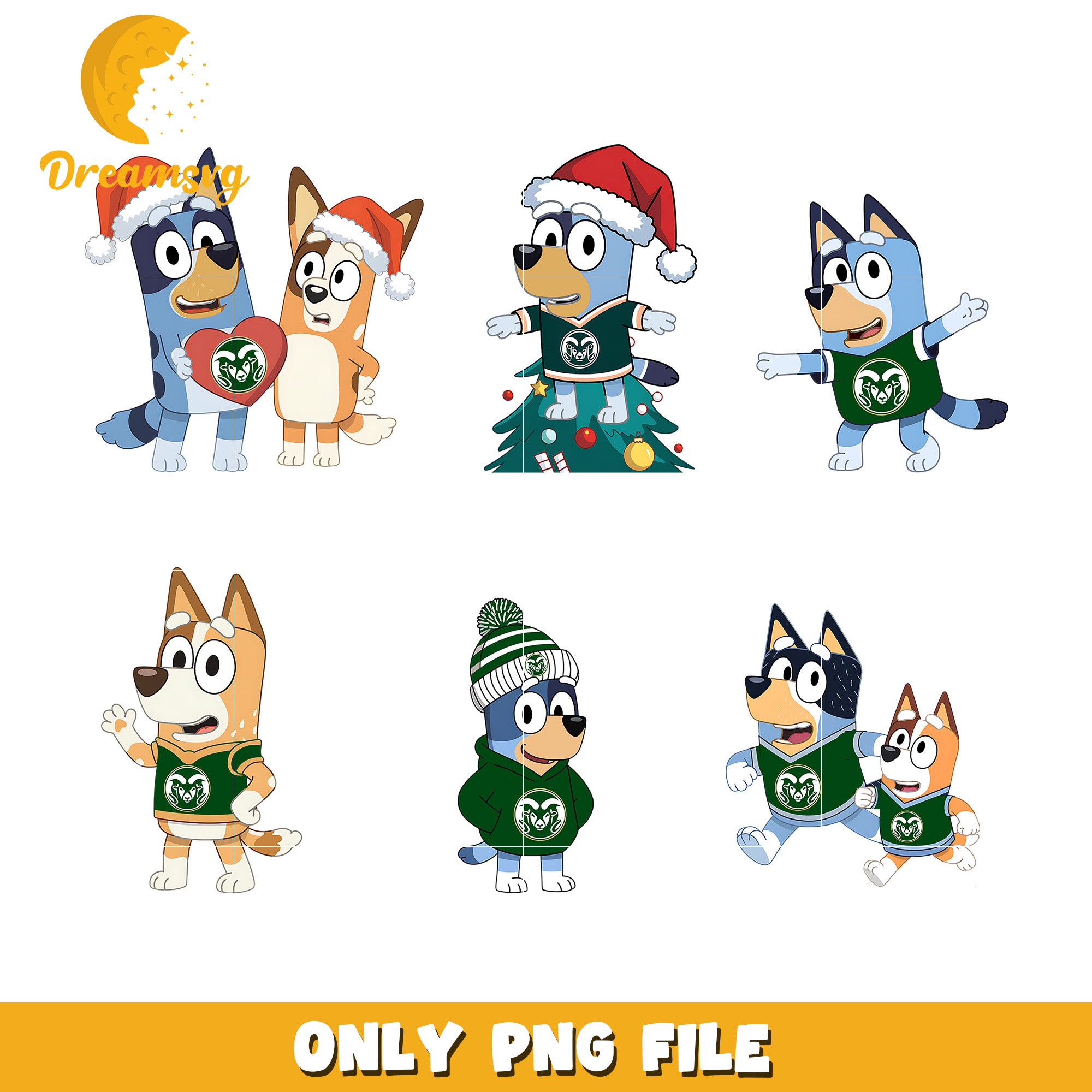 Bluey Bingo character bundle png, Colorado State Rams png