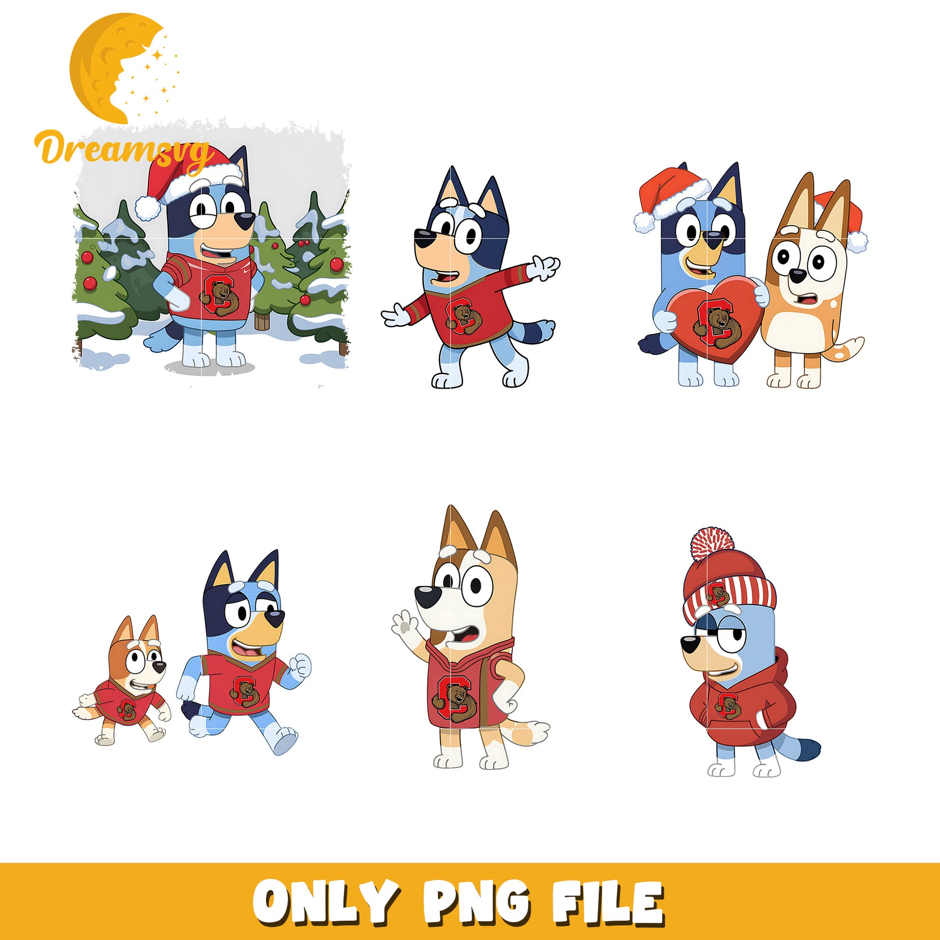 Bluey and Bingo cartoon bundle png, Cornell Big Red png, ncaa png