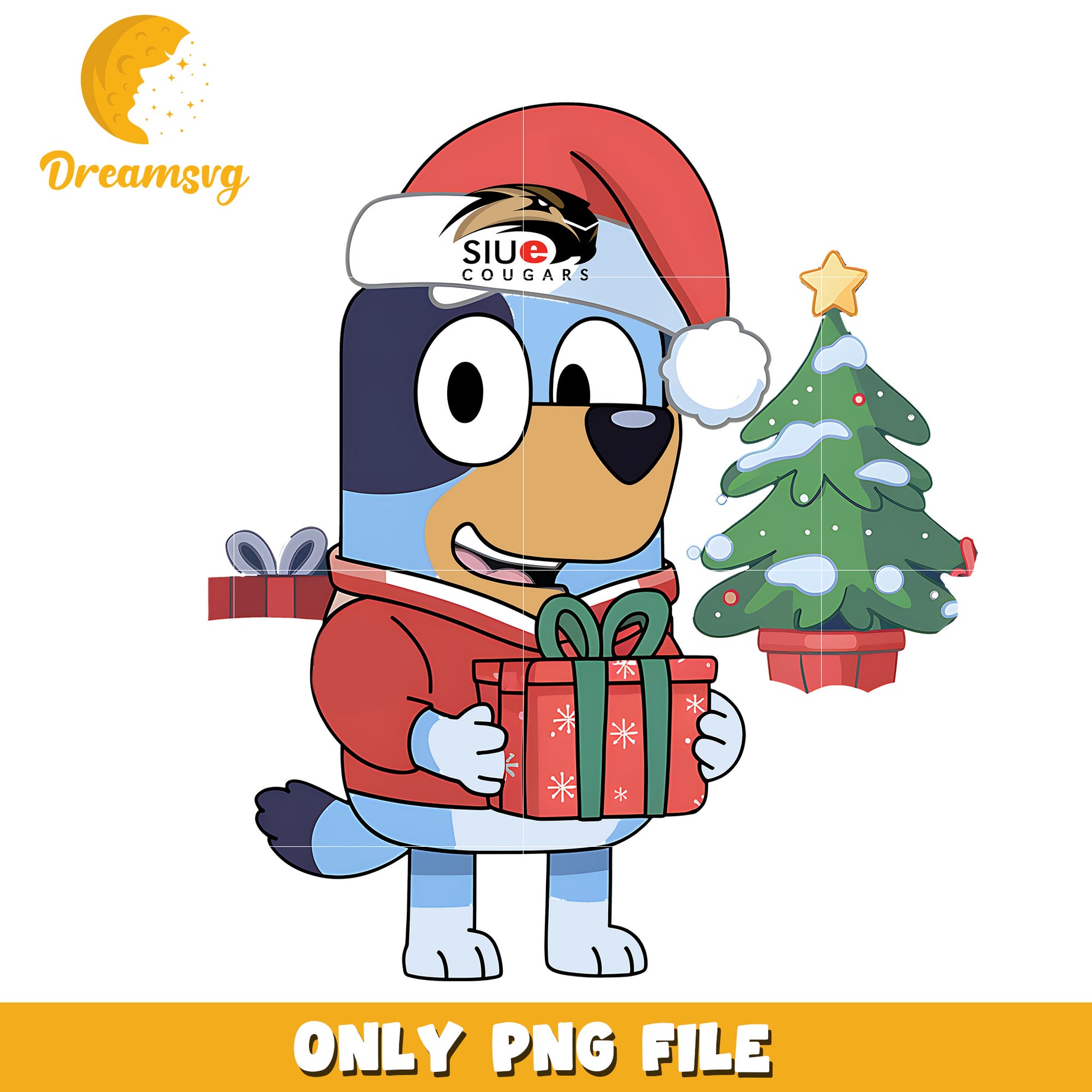 Bluey Cougars christmas gift png, SIU Edwardsville Cougars png