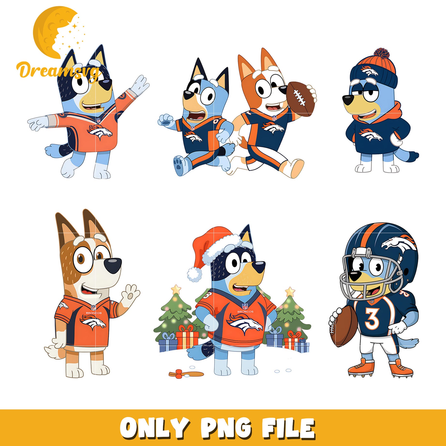 Bluey and Bingo bundle png, Denver Broncos png, nfl png