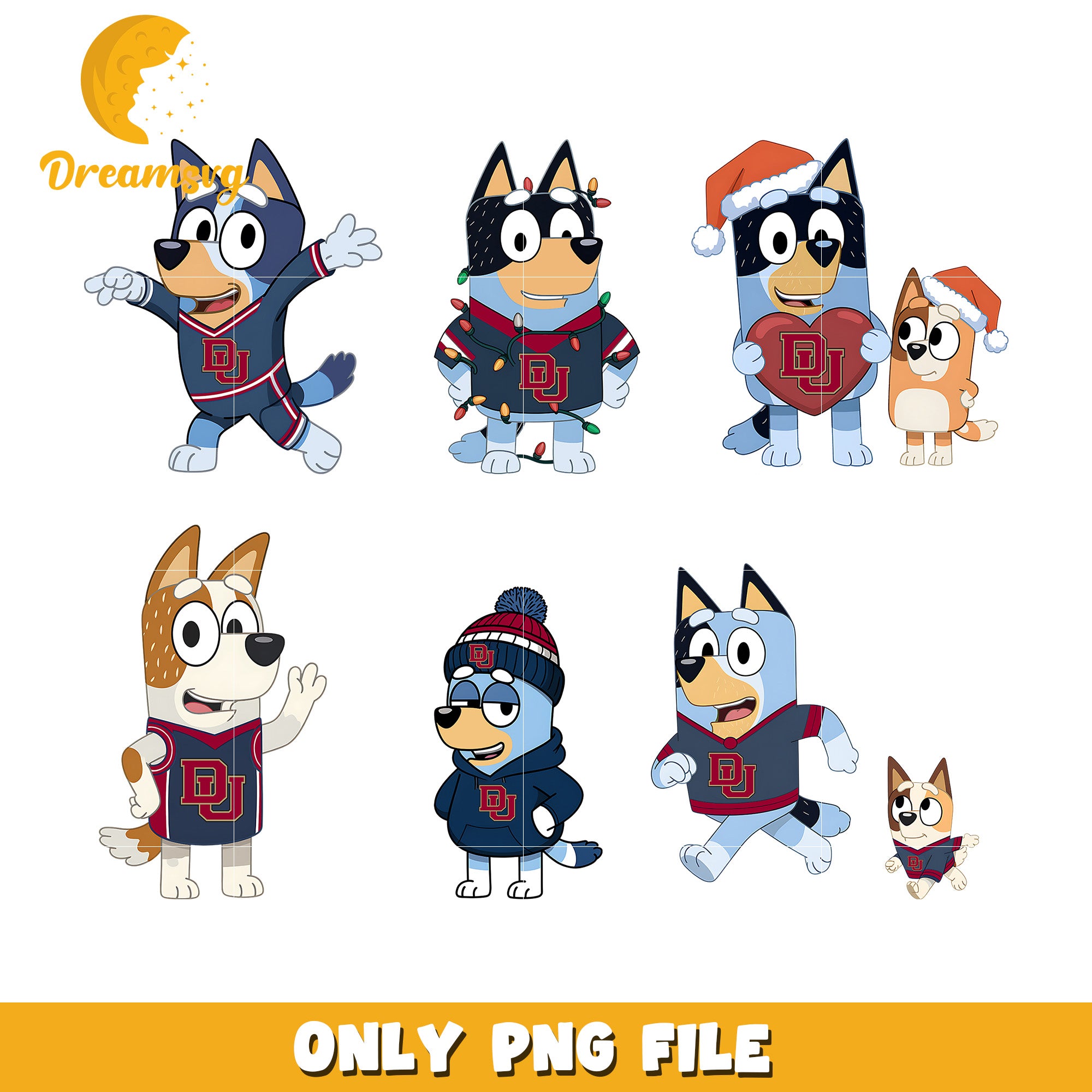 Bluey and Bingo logo ncaa bundle png, Denver Pioneers png