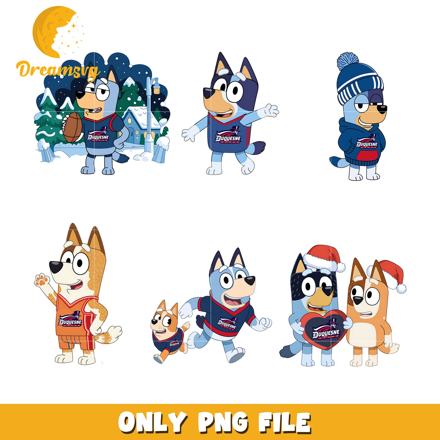 Bluey and Bingo bundle png, Drexel Dragons Duquesne Dukes png
